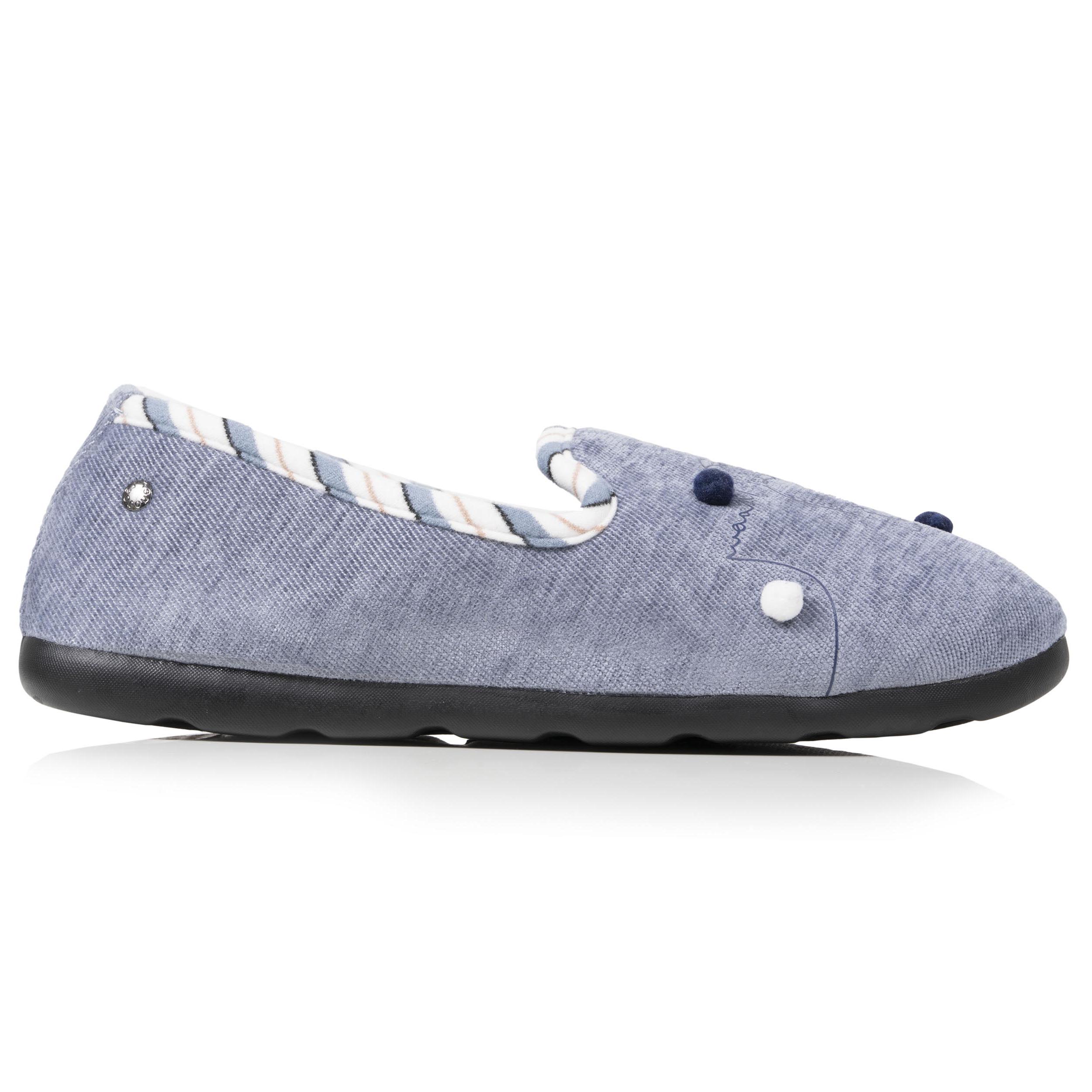 isotoner-chaussons-slippers-femme-bleu-denim-chat image 8