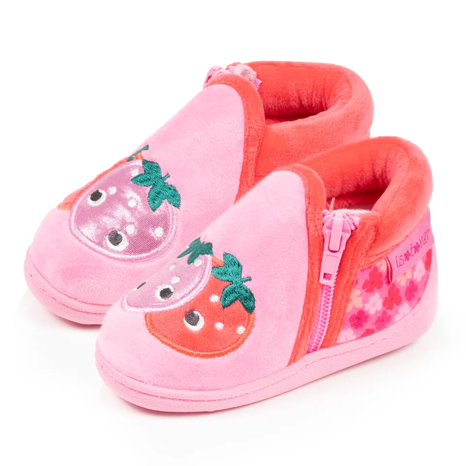 isotoner-chaussons-bottillons-zip-b-b-fraise-rose image 1