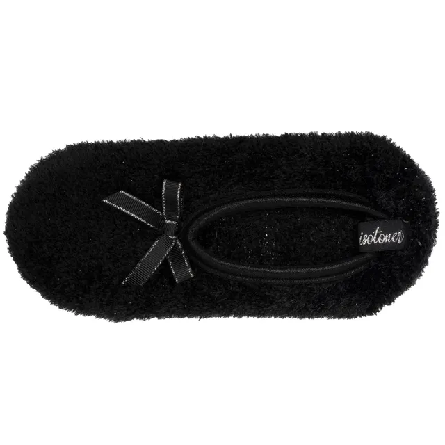 isotoner-chaussettes-femme-peluche-noir-n-ud-satin image 1
