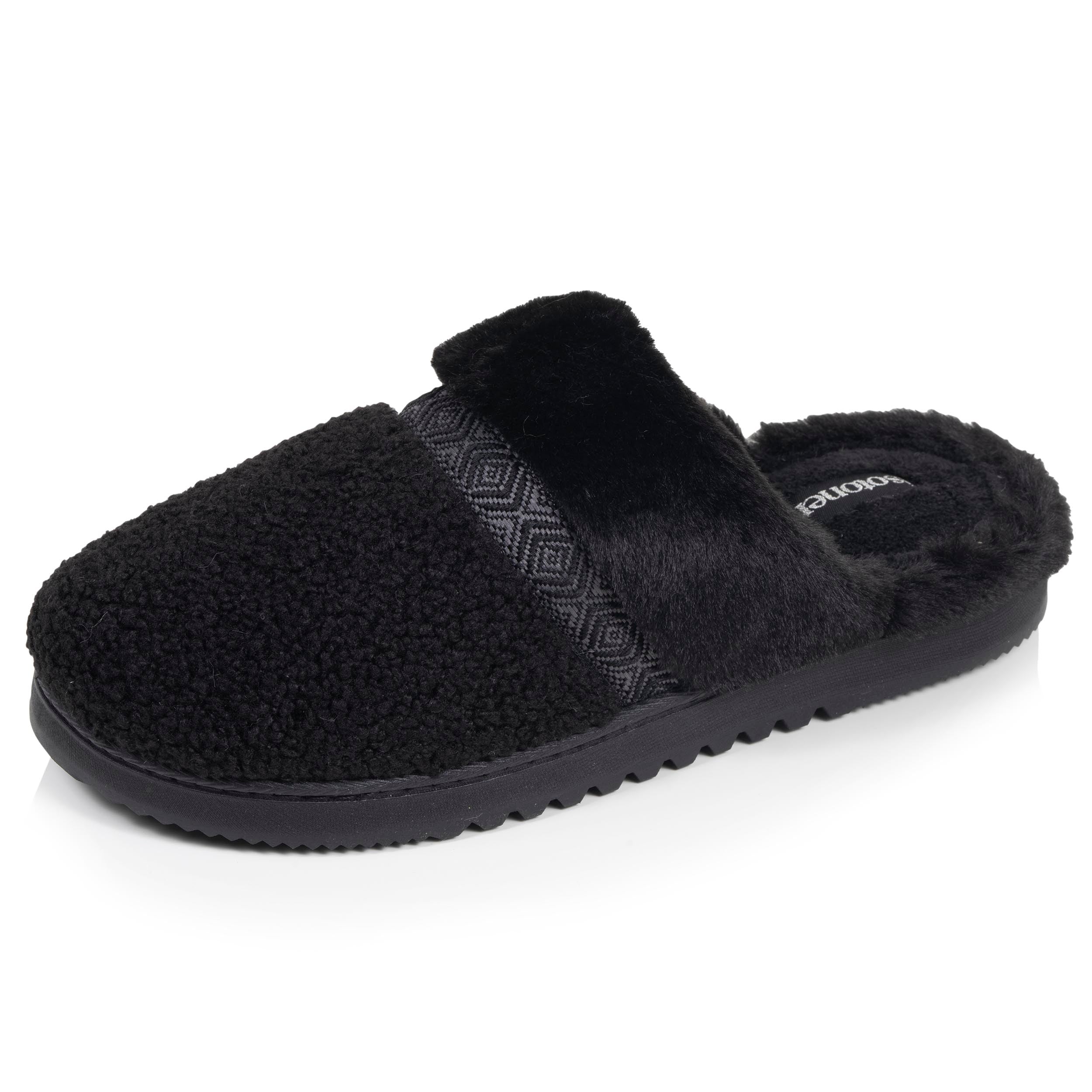 isotoner-chaussons-mules-crant-es-femme-noir image 1