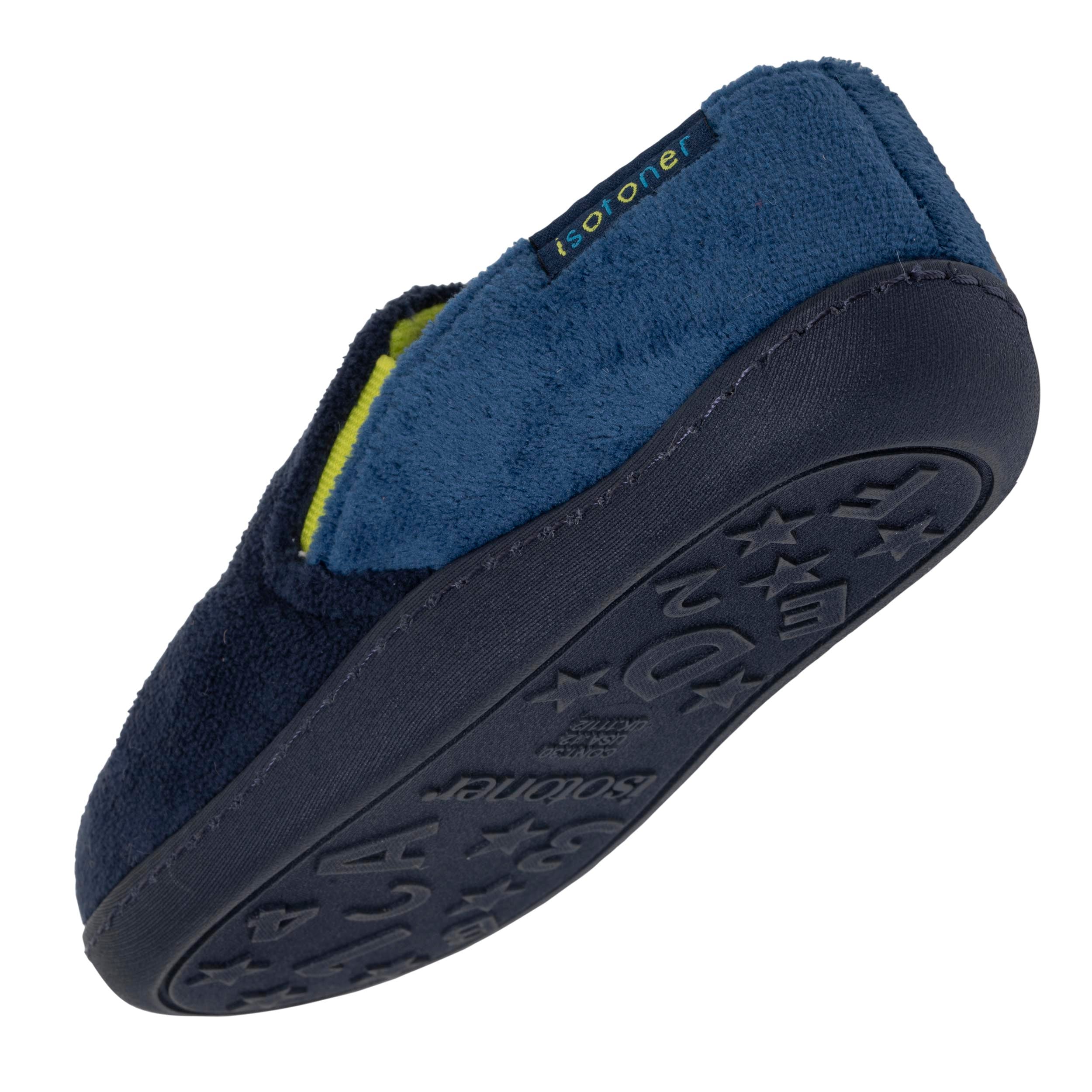 isotoner-chaussons-mocassins-enfant-marine-jaune image 5