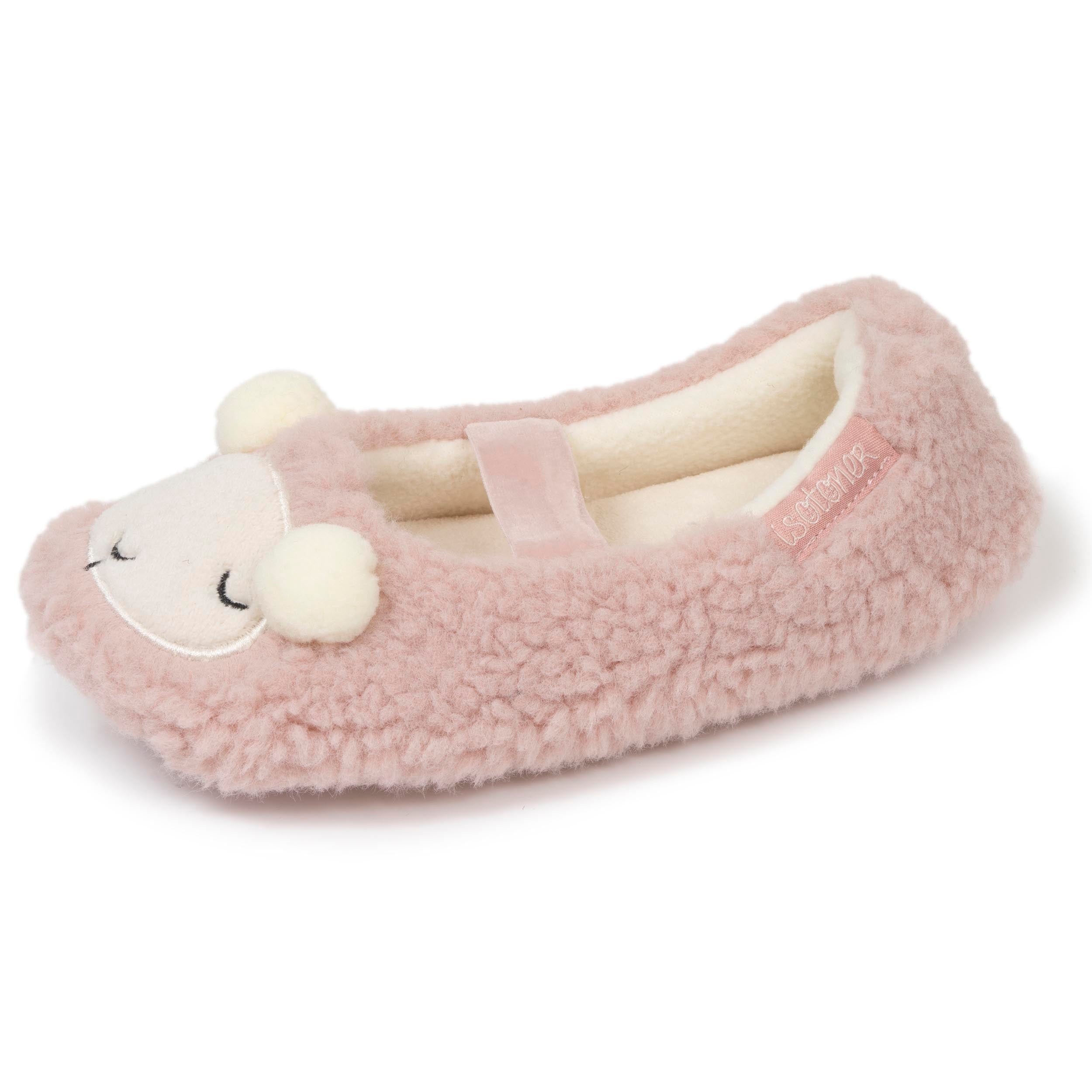 isotoner-chaussons-ballerines-fille-mouton-blush image 1