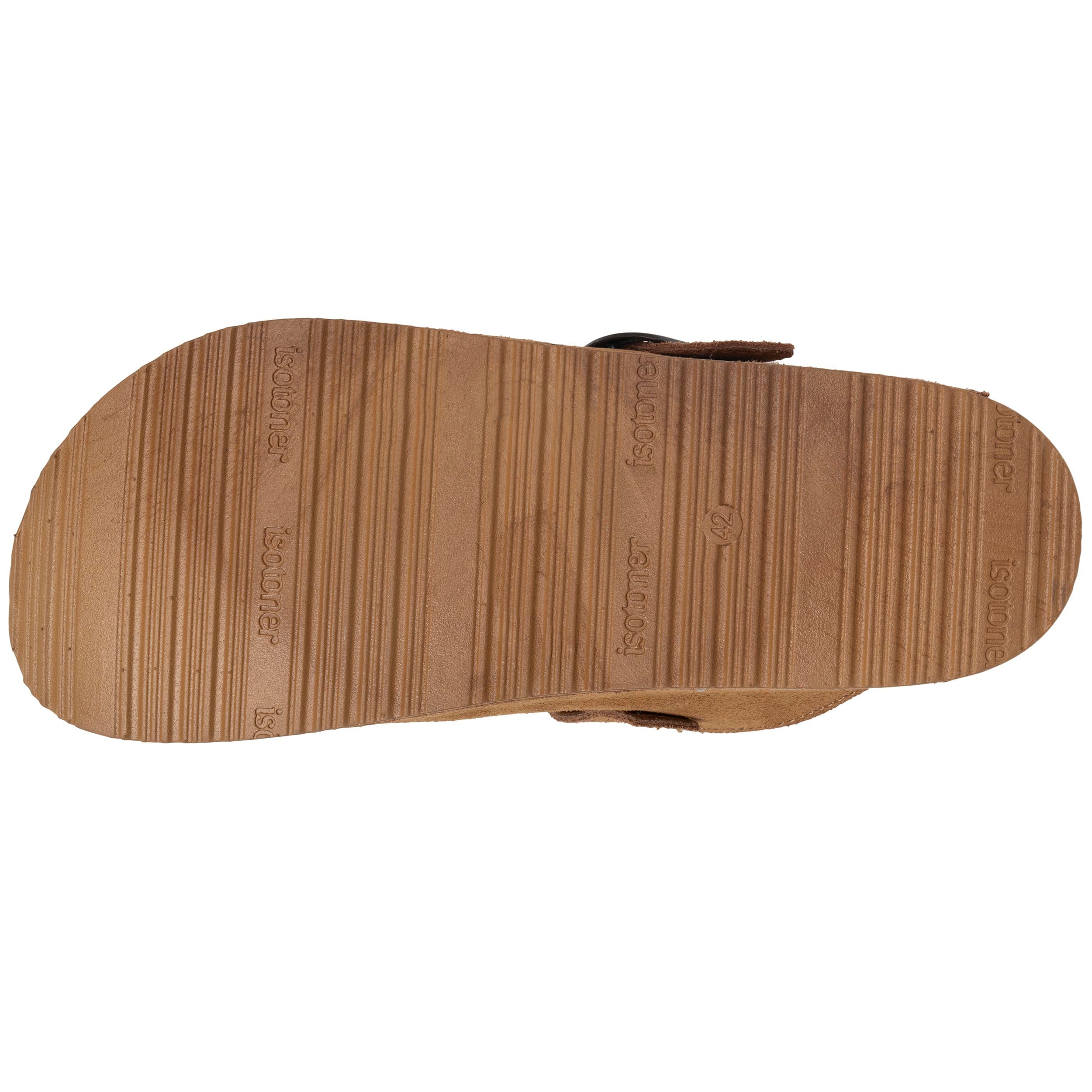 isotoner-chaussons-sabots-mules-homme-camel-fourr-s-cuir image 4