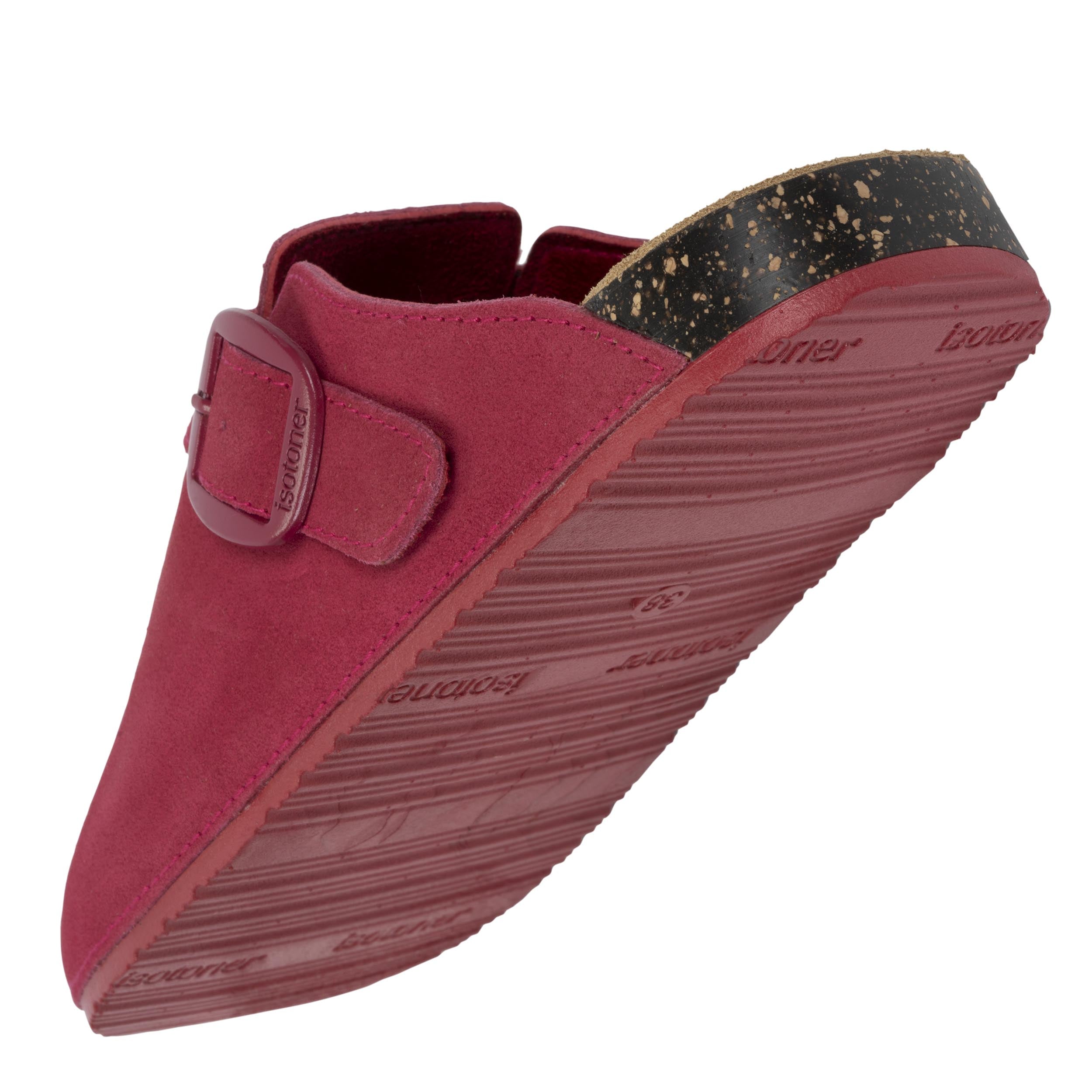 isotoner-mules-sabots-femme-cuir-framboise-semelle-cuir-xtra-flex image 5