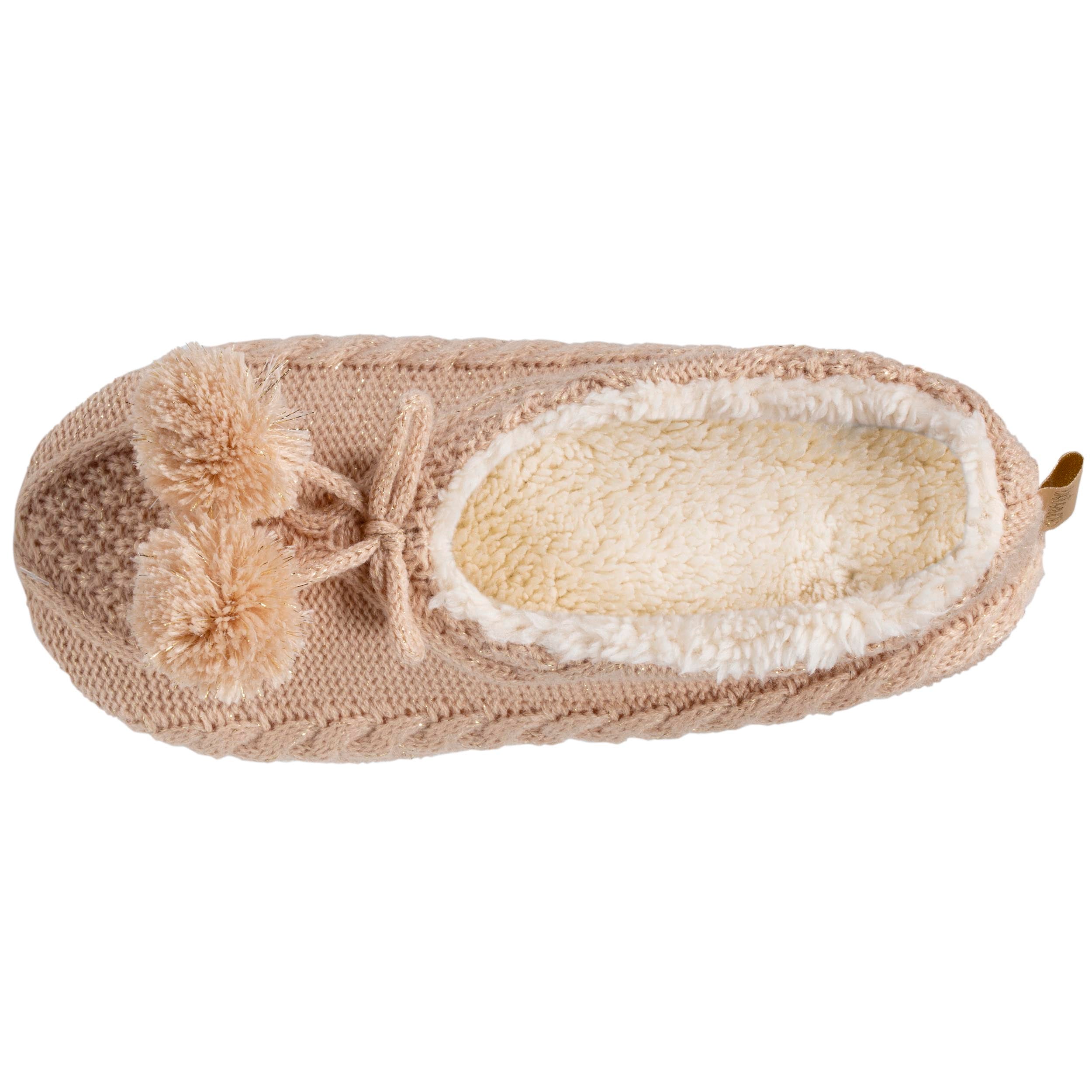 isotoner-chaussettes-chaussons-femme-pompons-sherpa-beige image 3