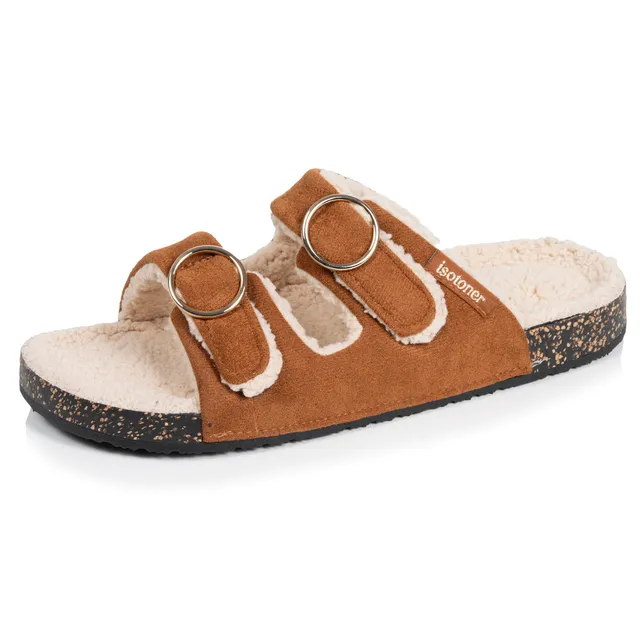 isotoner-mules-ouvertes-femme-camel-sherpa image 1