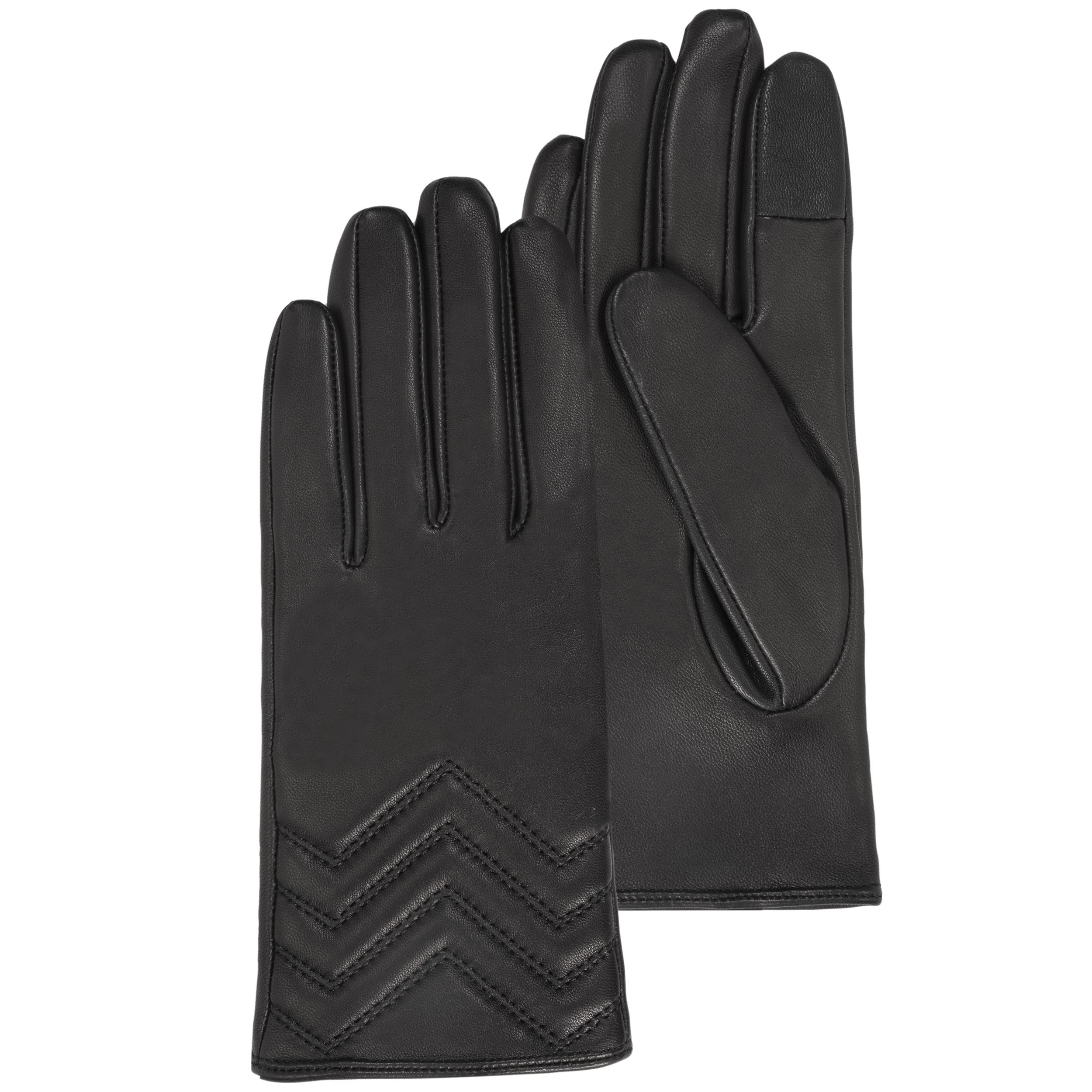 isotoner-gants-femme-cuir-d-agneau-noir-surpiq-res image 1