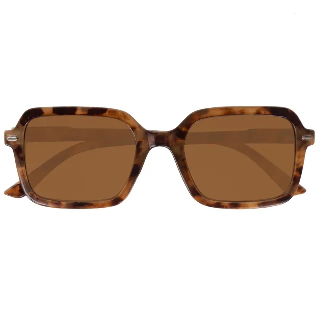 isotoner-lunettes-de-soleil-mixte-rectangulaires-marron-caille image 1