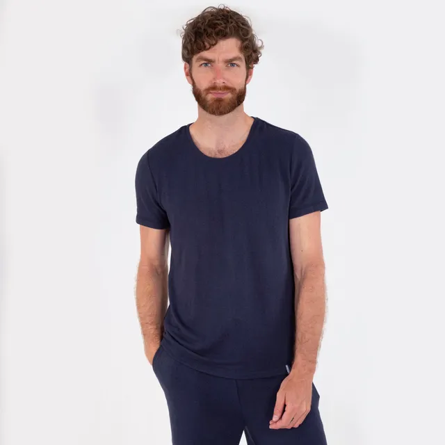 isotoner-t-shirt-manches-courtes-homme-marine-viscose-ecovero-ultra-doux image 1