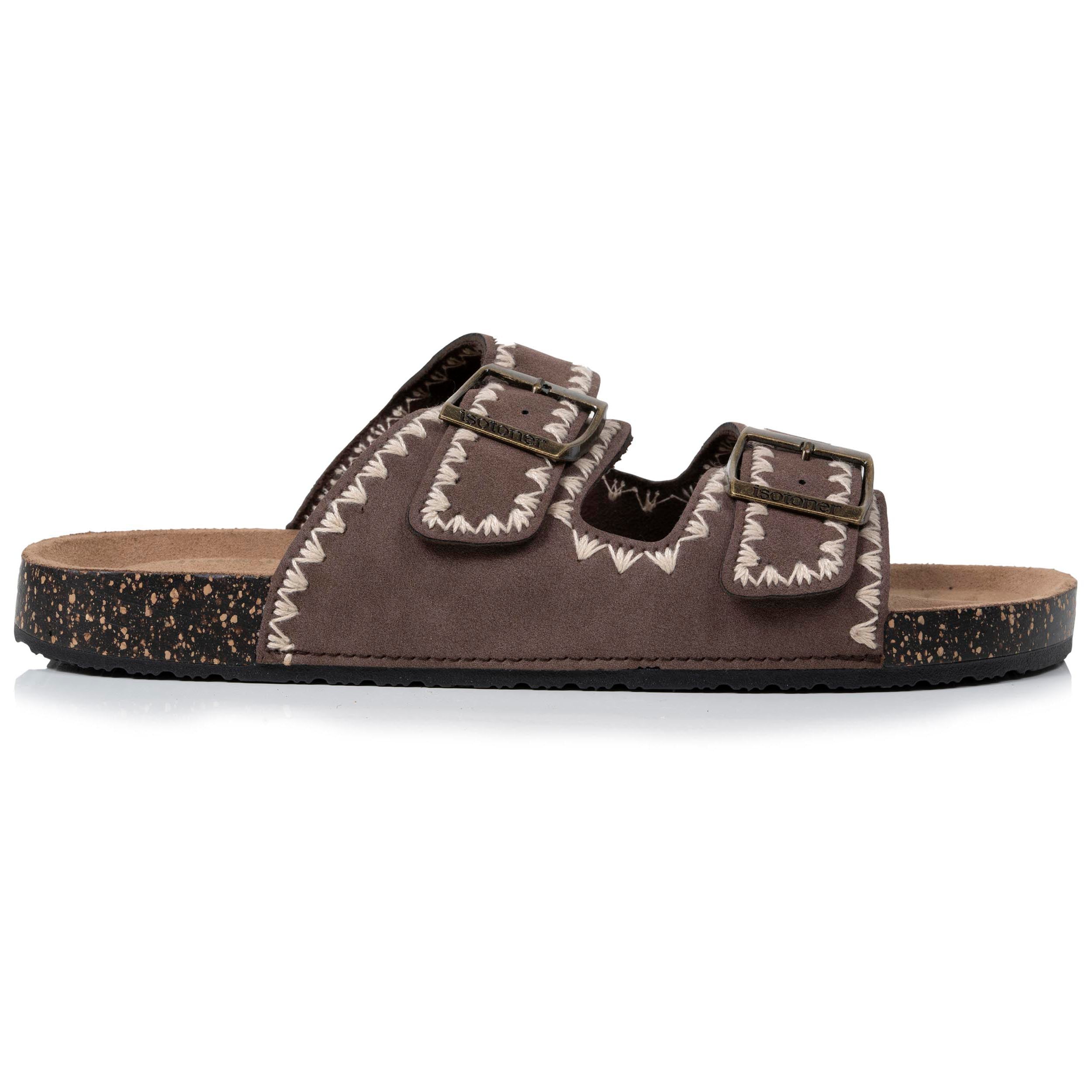 isotoner-mules-sandales-femme-double-bride-chocolat-brod image 8