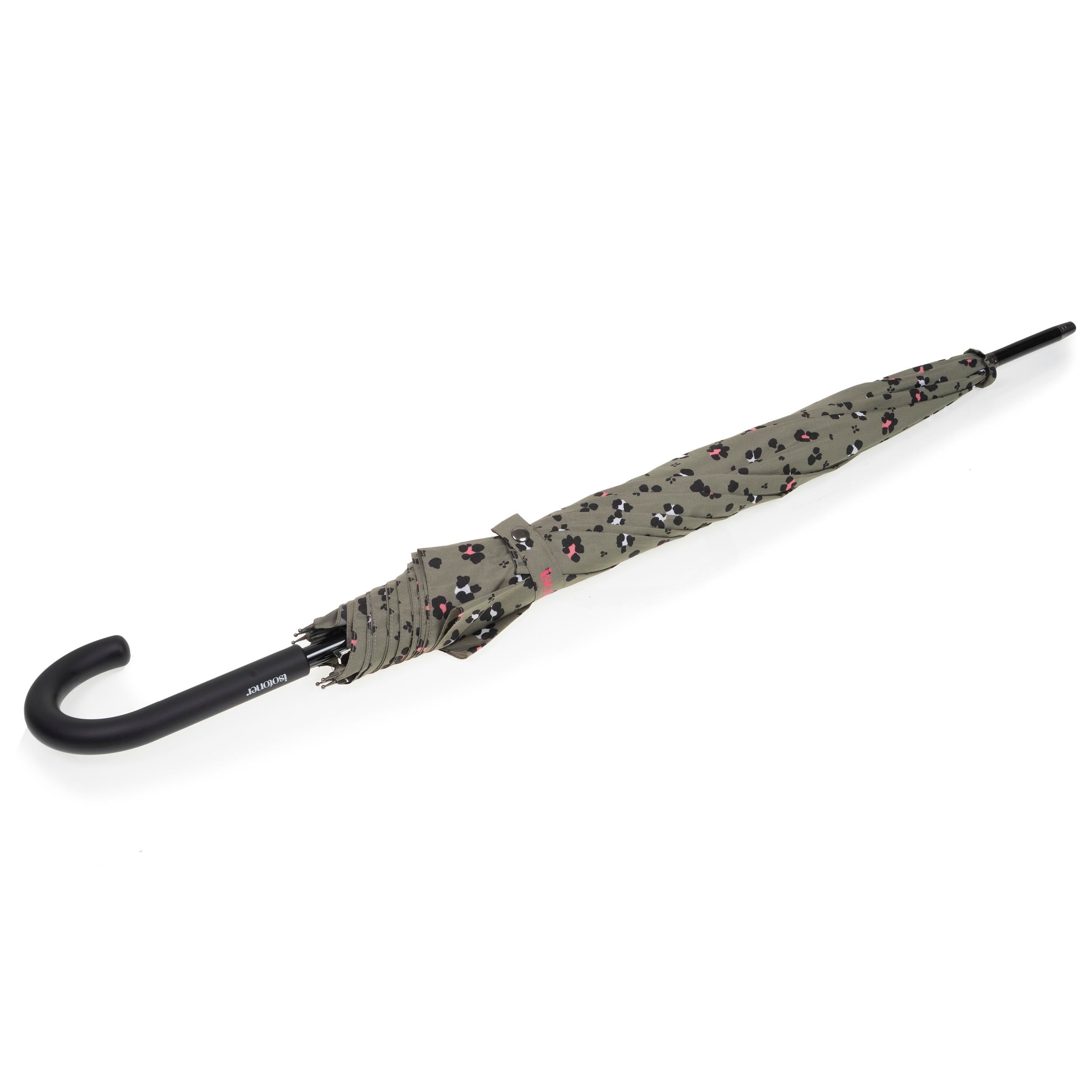 isotoner-parapluie-canne-auto-l-opard-kaki-90-cm image 2