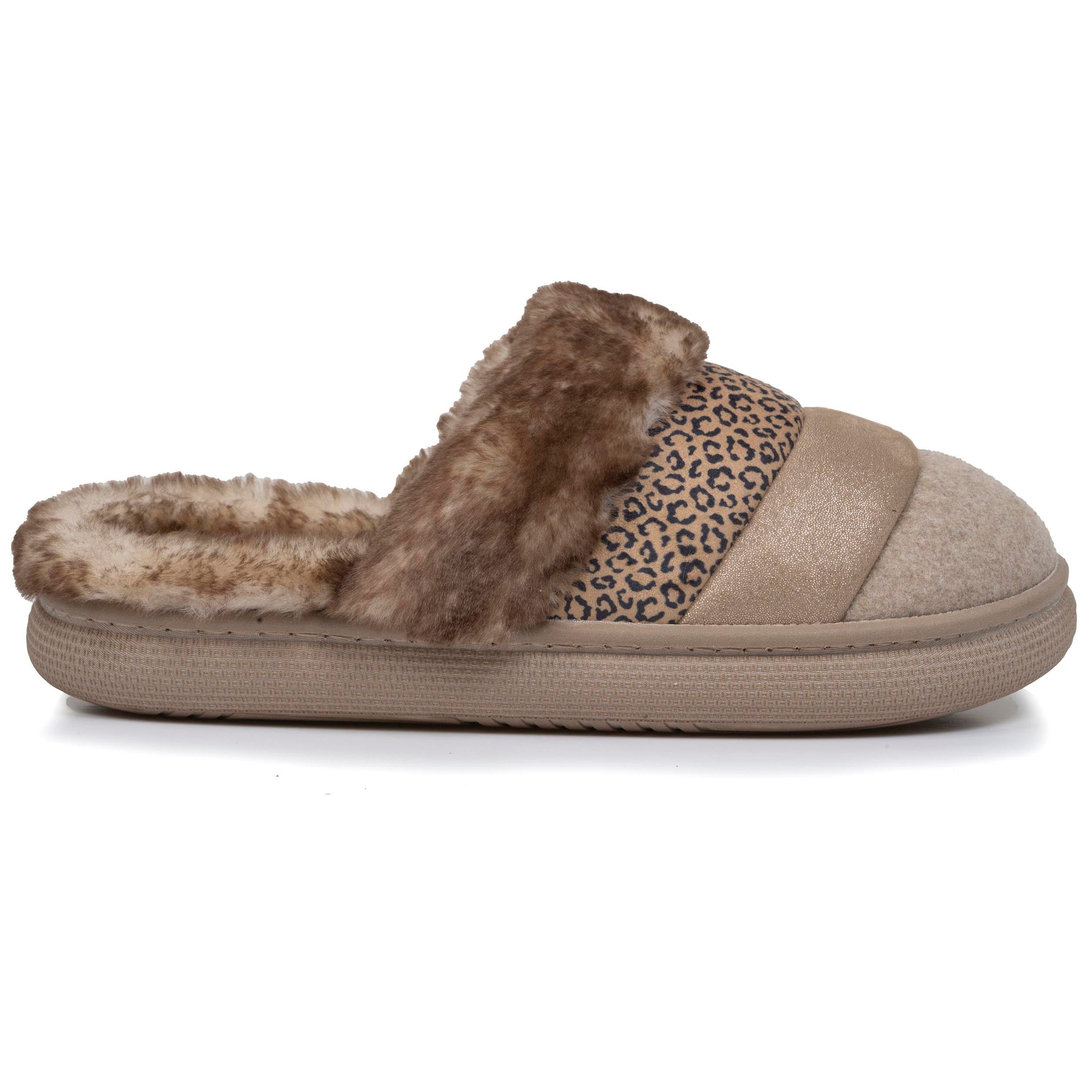 isotoner-chaussons-mules-femme-bloup-l-opard-beige-confort-nuage image 8