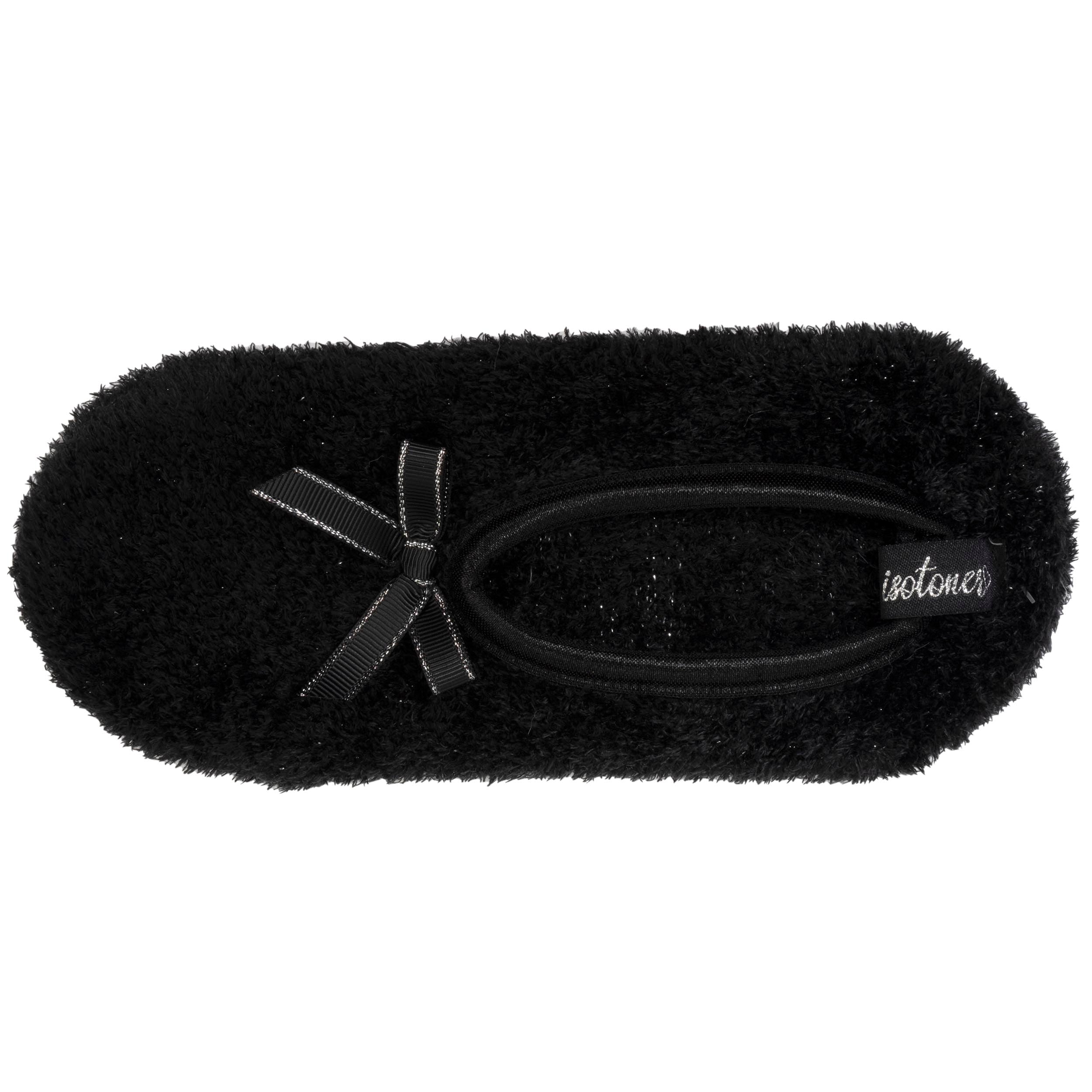 isotoner-chaussettes-femme-peluche-noir-n-ud-satin image 1