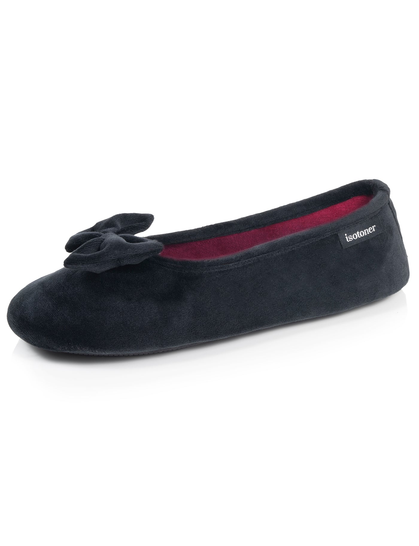 isotoner-chaussons-ballerines-femme-noir-rayures-m-moire-de-forme image 6