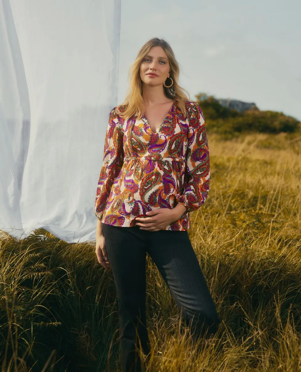 cache-c-ur-latina-blouse-manches-ballon-grossesse-et-allaitement-multico image 1