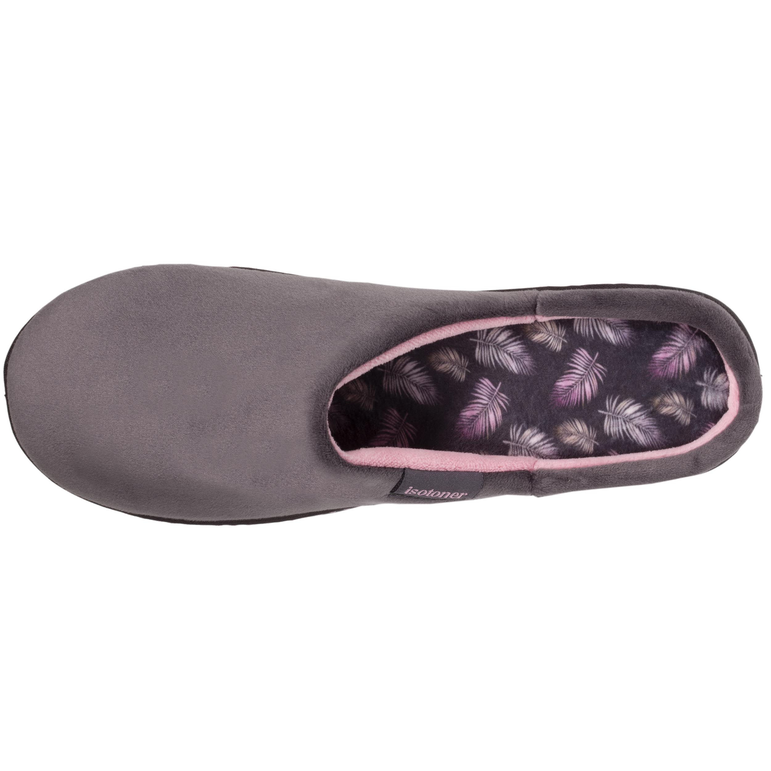 isotoner-chaussons-mules-talon-femme-gris-fonc-rose-4-cm image 2