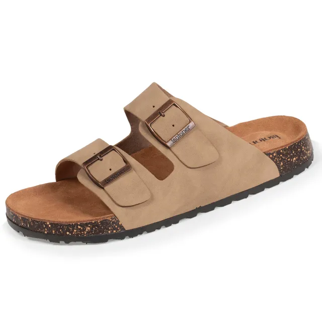 isotoner-mules-sandales-homme-double-bride-taupe image 1