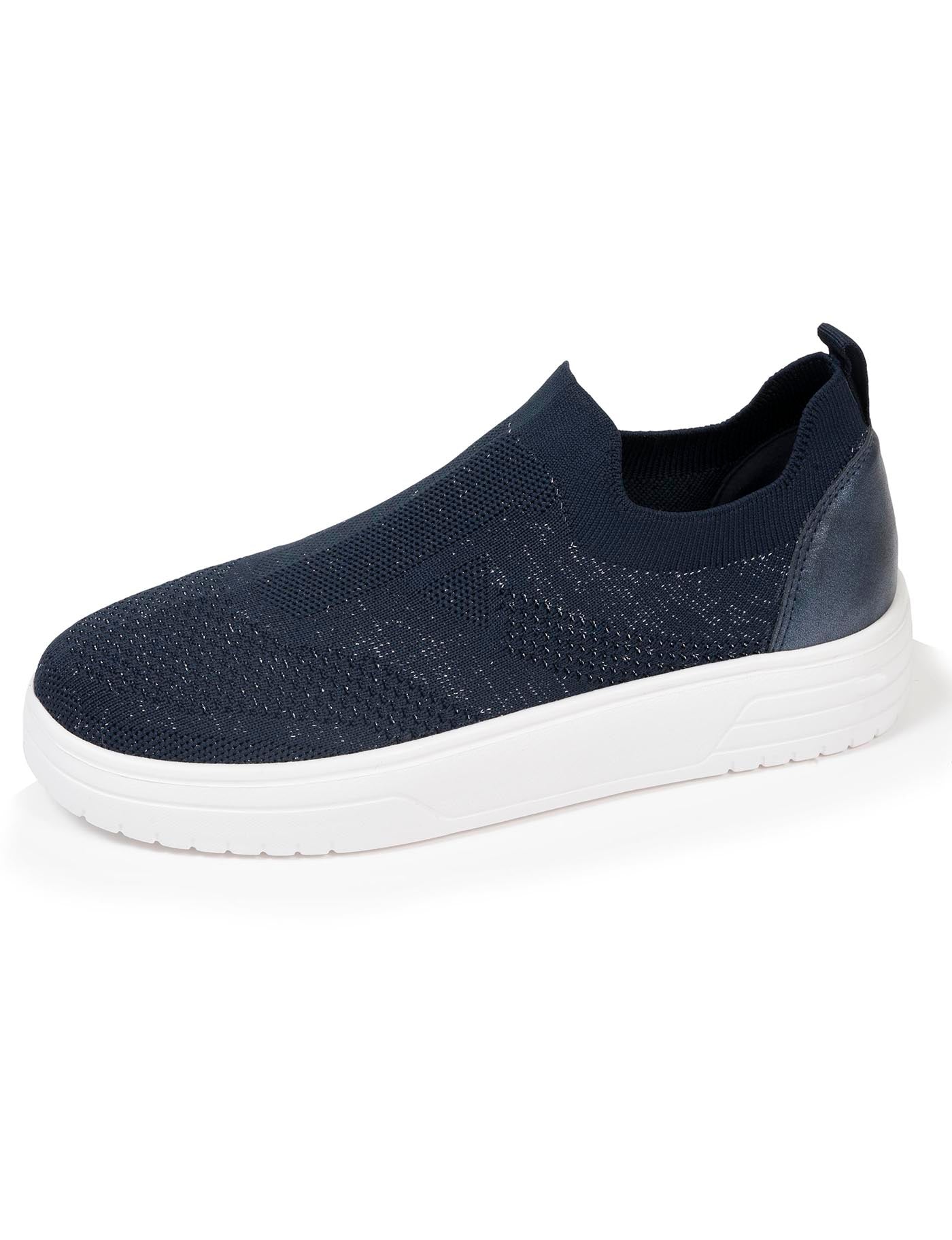 isotoner-baskets-femme-slip-on-plateforme-marine-lurex image 6