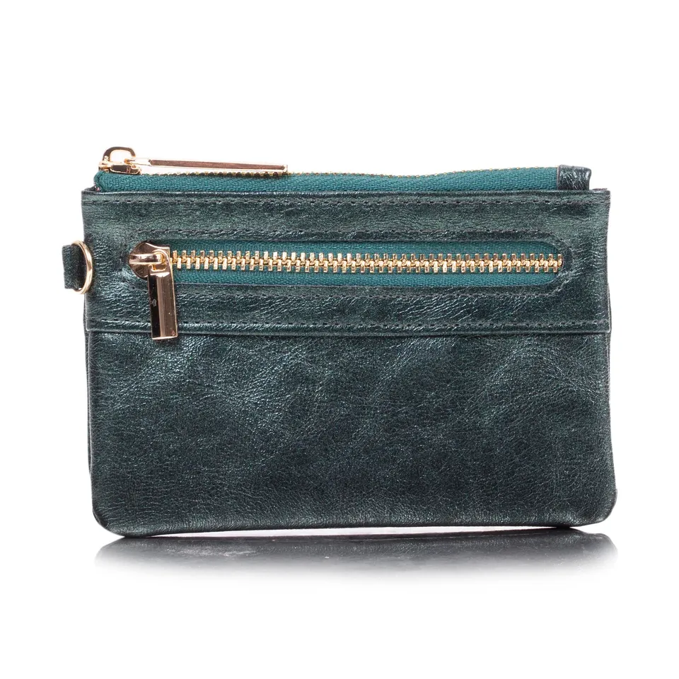 isotoner-porte-monnaie-femme-zipp-vert-rfid image 1