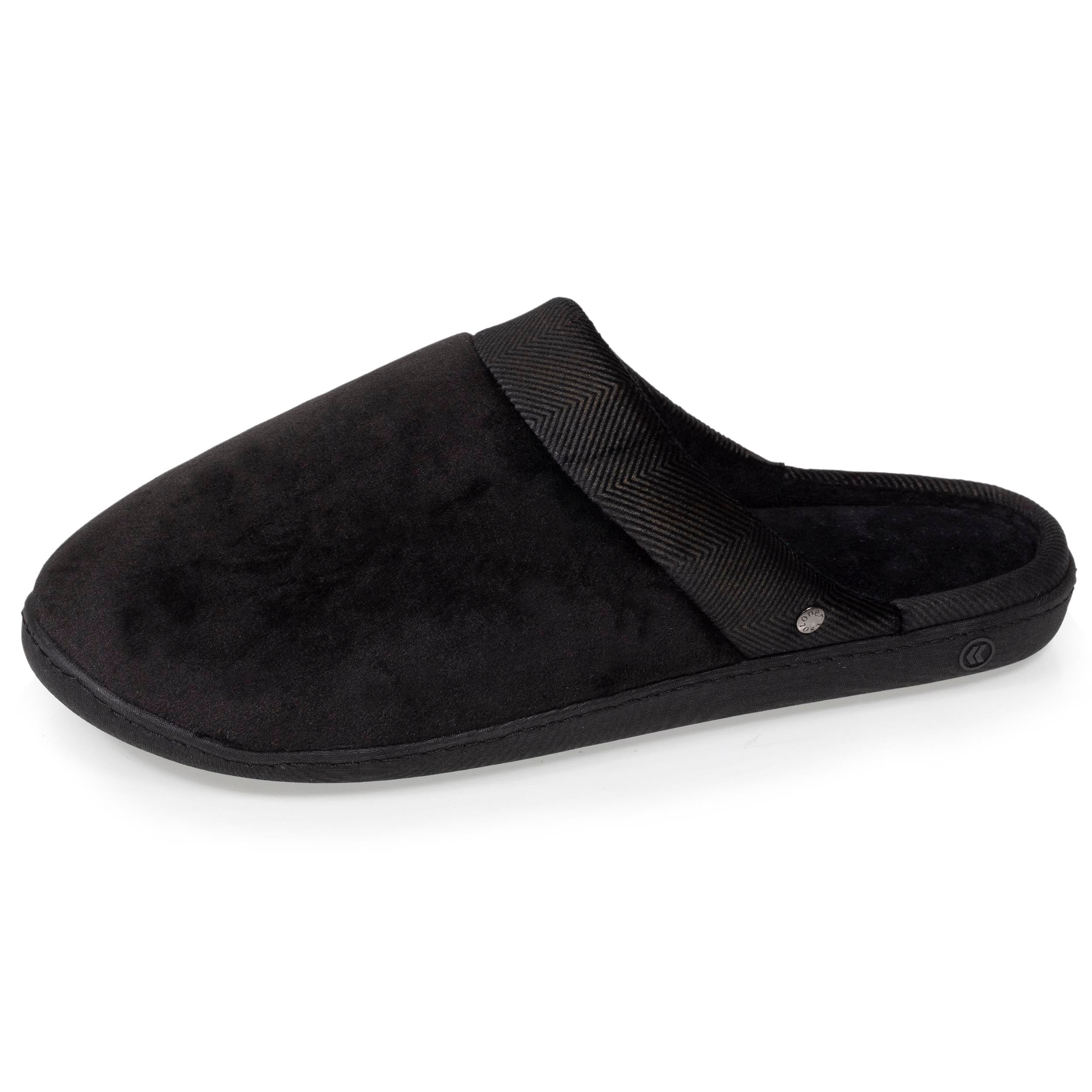 isotoner-chaussons-mules-ergo-homme-noir-micro-velours image 1