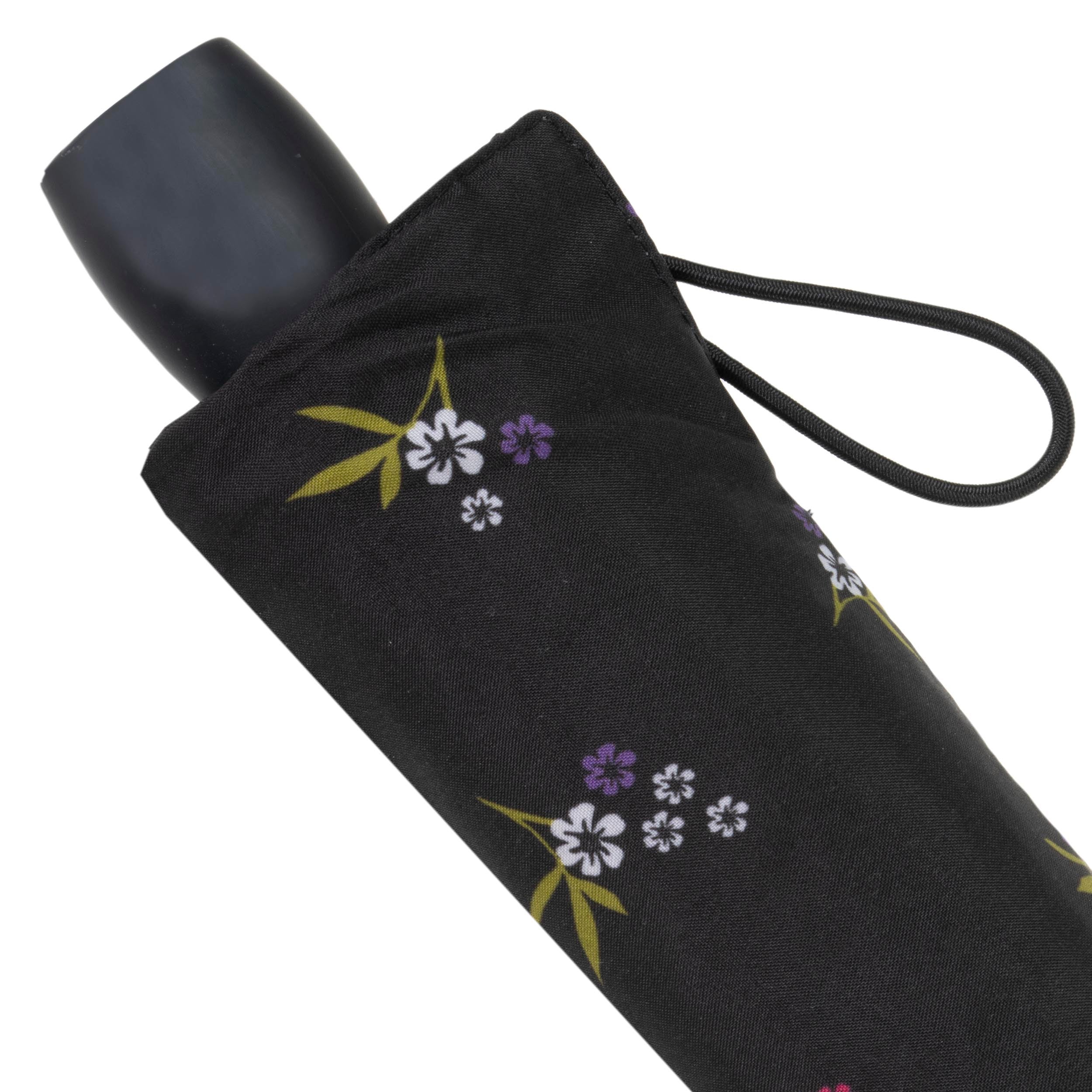 isotoner-parapluie-ombrelle-noir-petites-fleurs-upf50 image 5