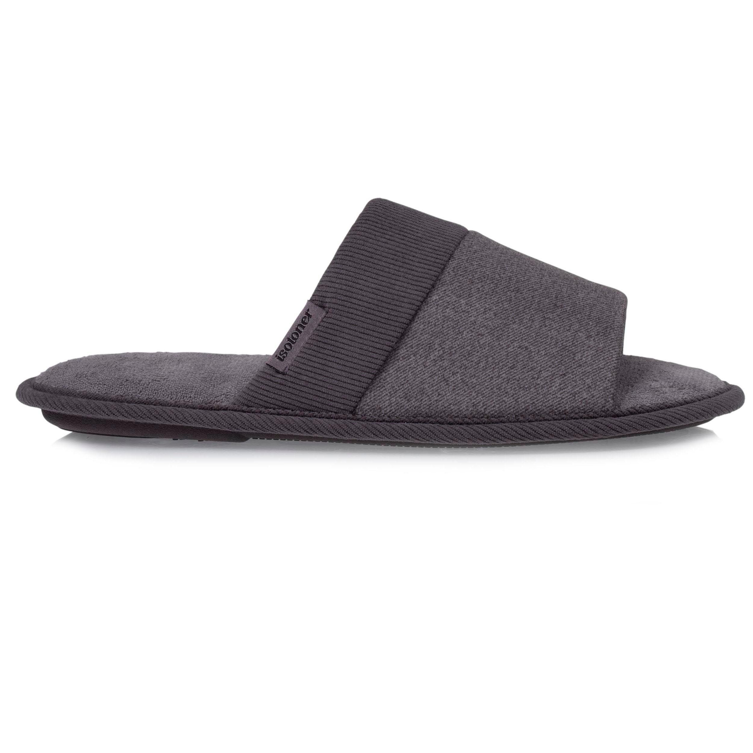 isotoner-chaussons-mules-ouvertes-homme-gris-microvelours image 8