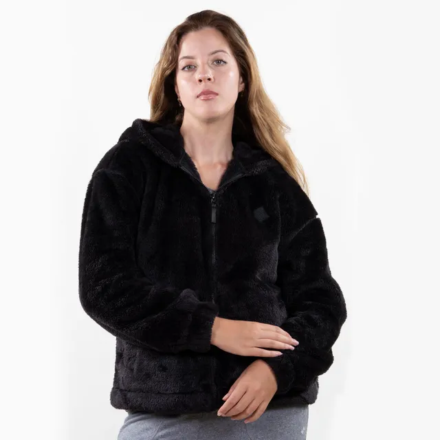 isotoner-veste-imitation-fourrure-femme-noir-capuche image 1