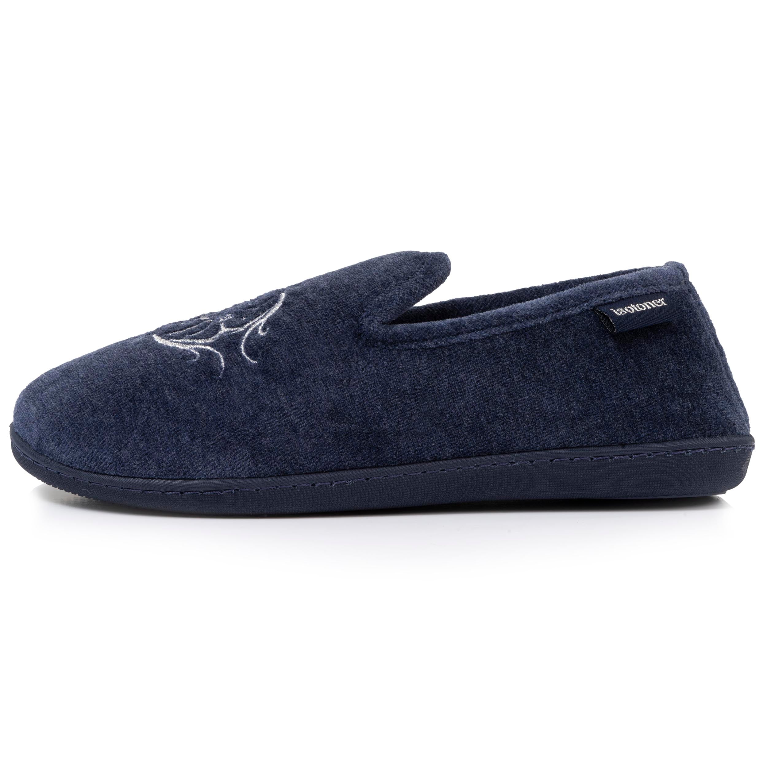 isotoner-chaussons-charentaises-femme-marine-brod-m-moire-de-forme image 3