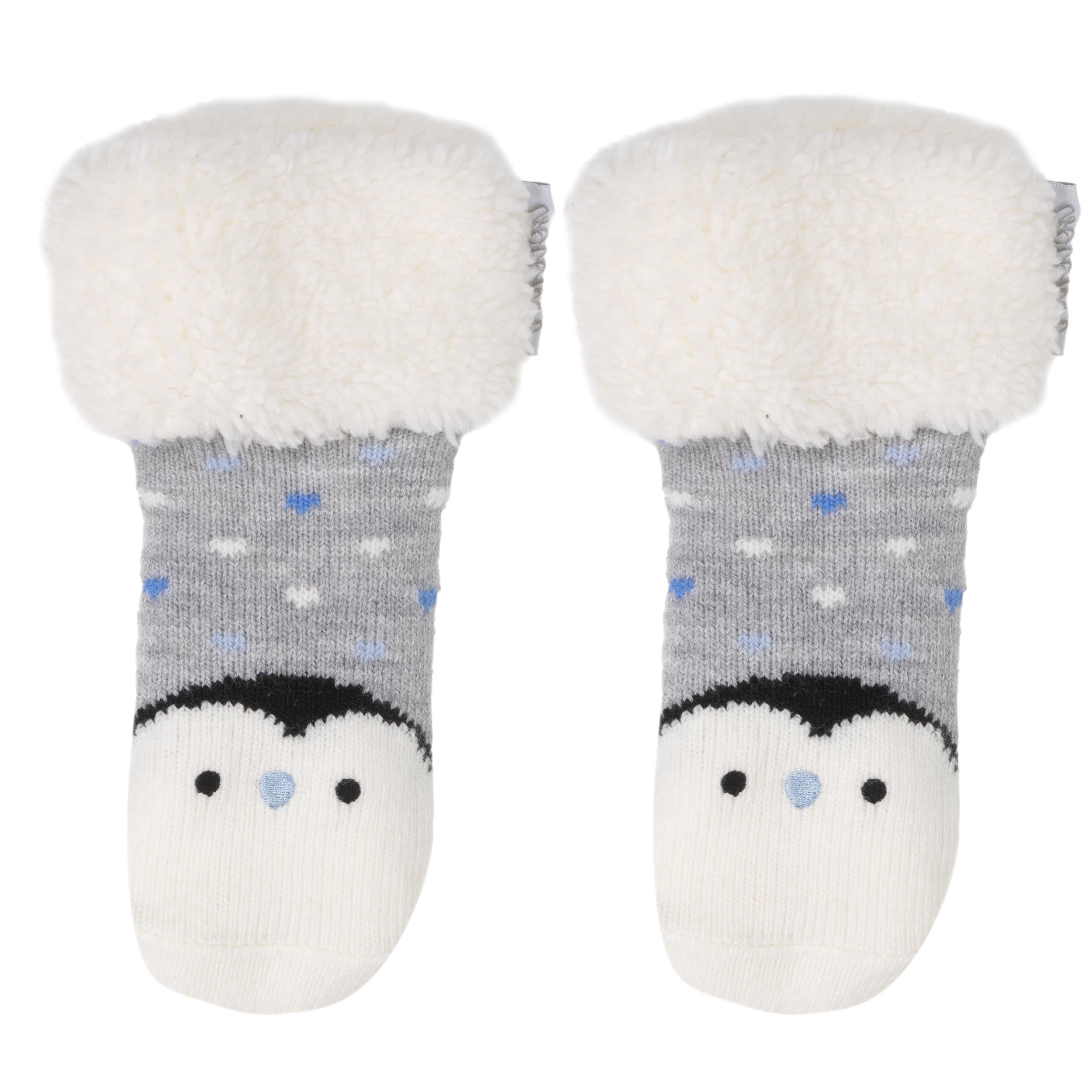 isotoner-chaussettes-fourr-es-enfant-gris-chin-pingouin-antid-rapantes image 1