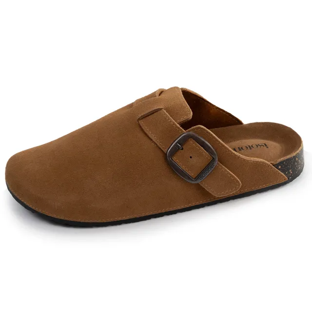 isotoner-mules-sabots-femme-cuir-camel image 1