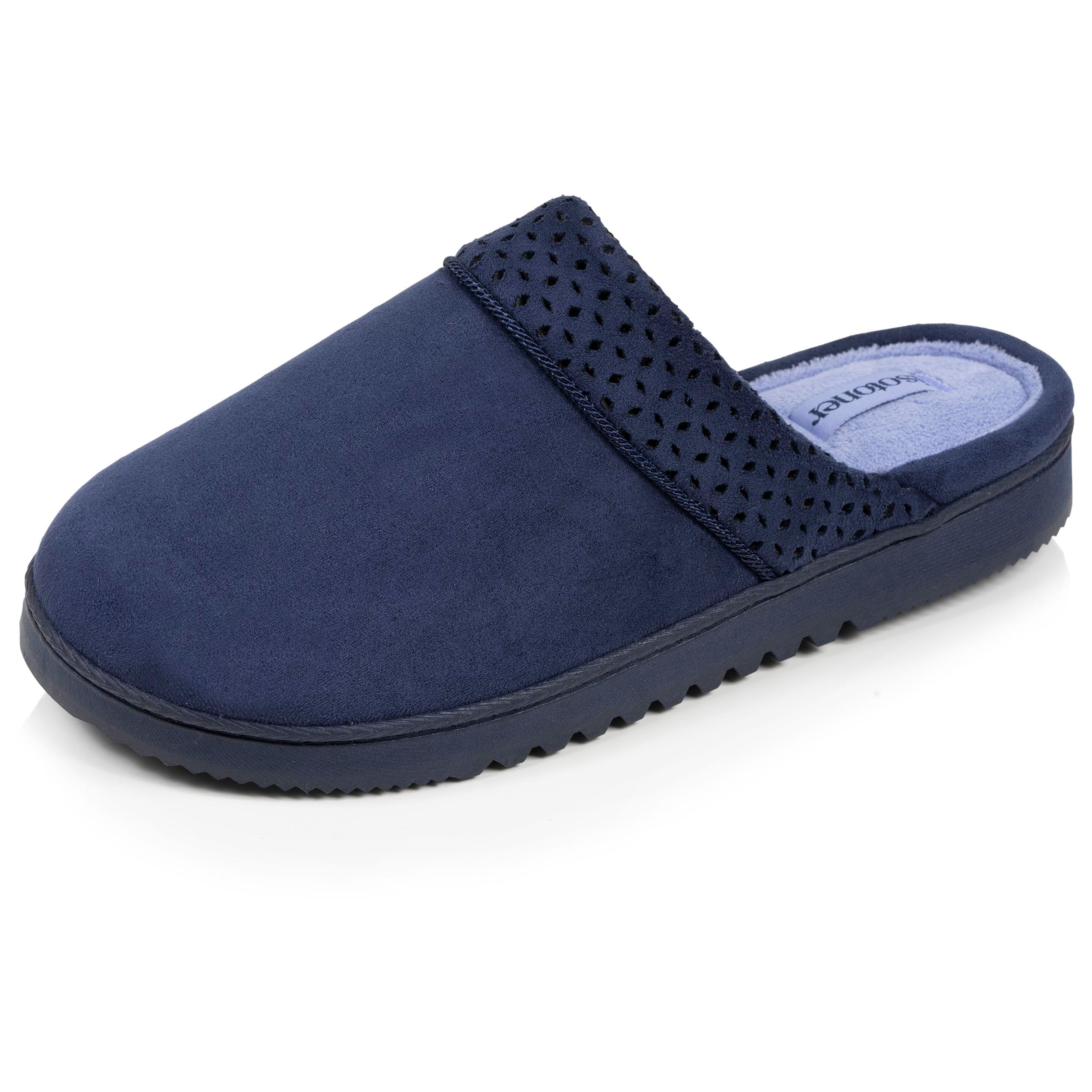 isotoner-chaussons-mules-crant-es-femme-marine-confort-int-rieur image 1