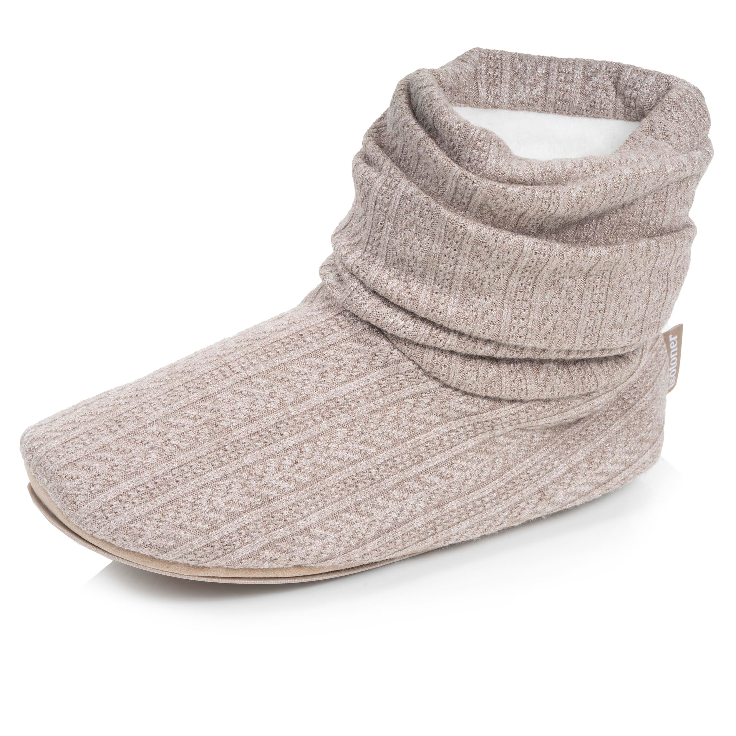 isotoner-chaussons-bottillons-tricot-femme-beige-chin image 1
