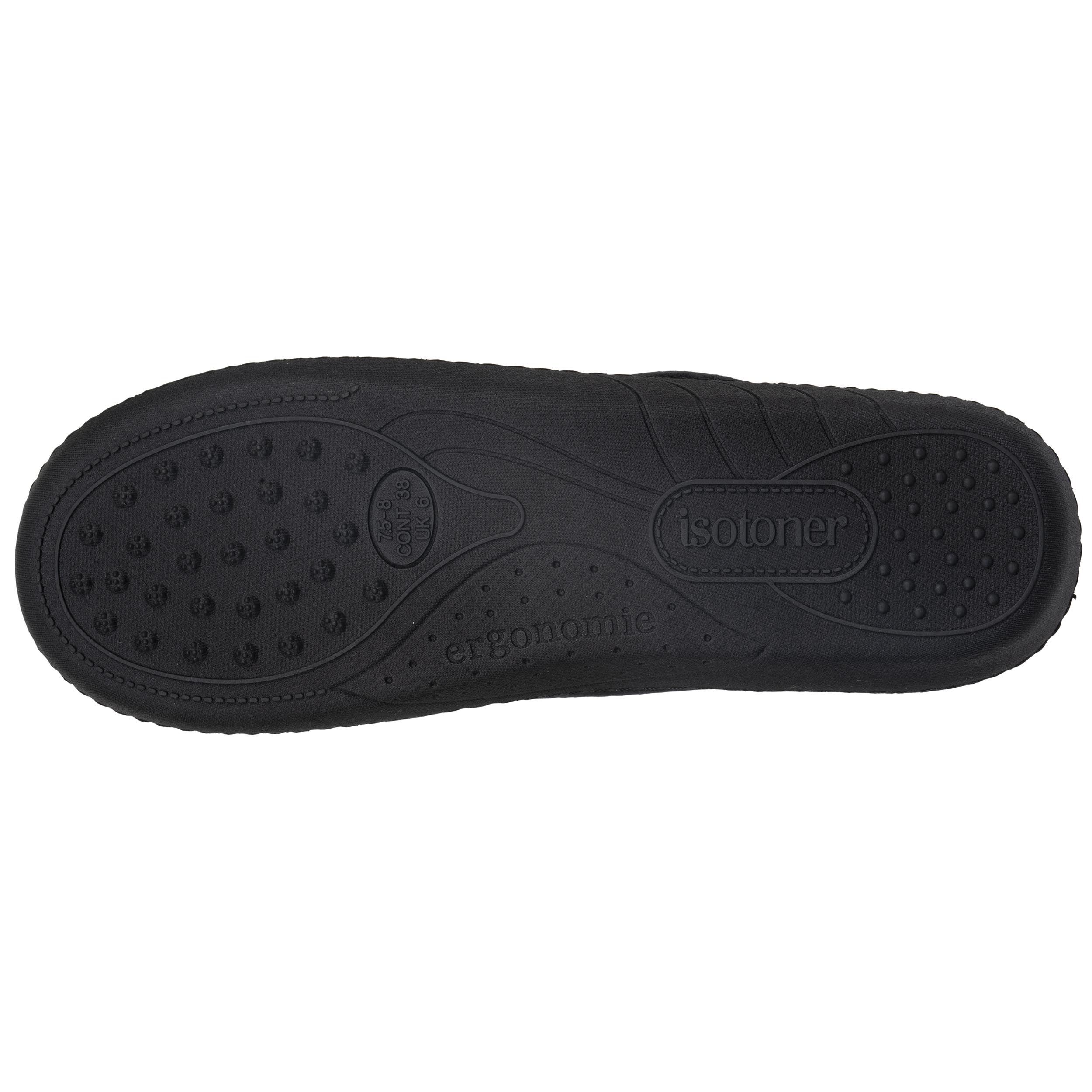 isotoner-chaussons-mules-femme-noir-rayures-m-moire-de-forme image 5