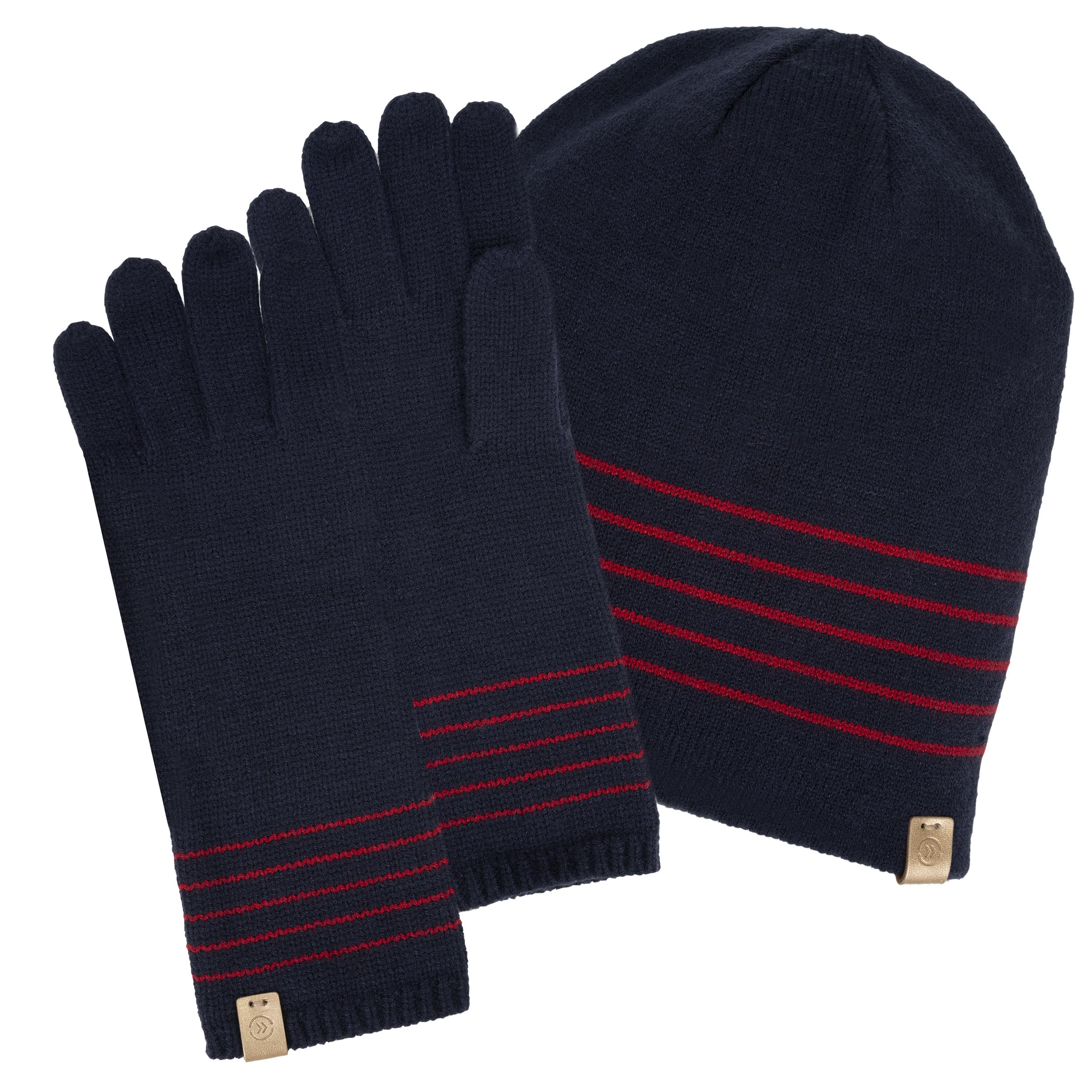 isotoner-bonnet-femme-ultra-doux-marine-rayures-rouges image 3