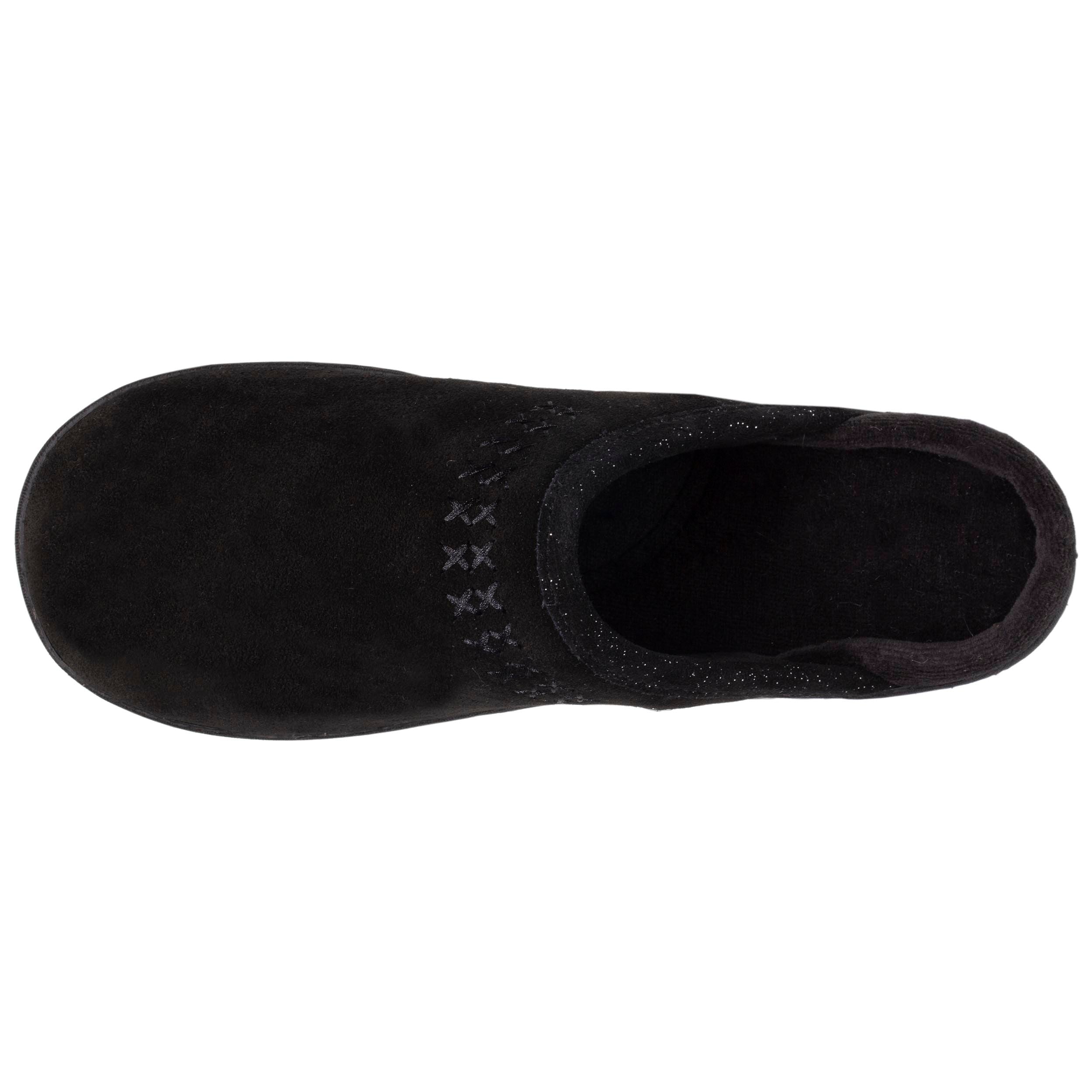 isotoner-chaussons-mules-cuir-femme-noir image 2