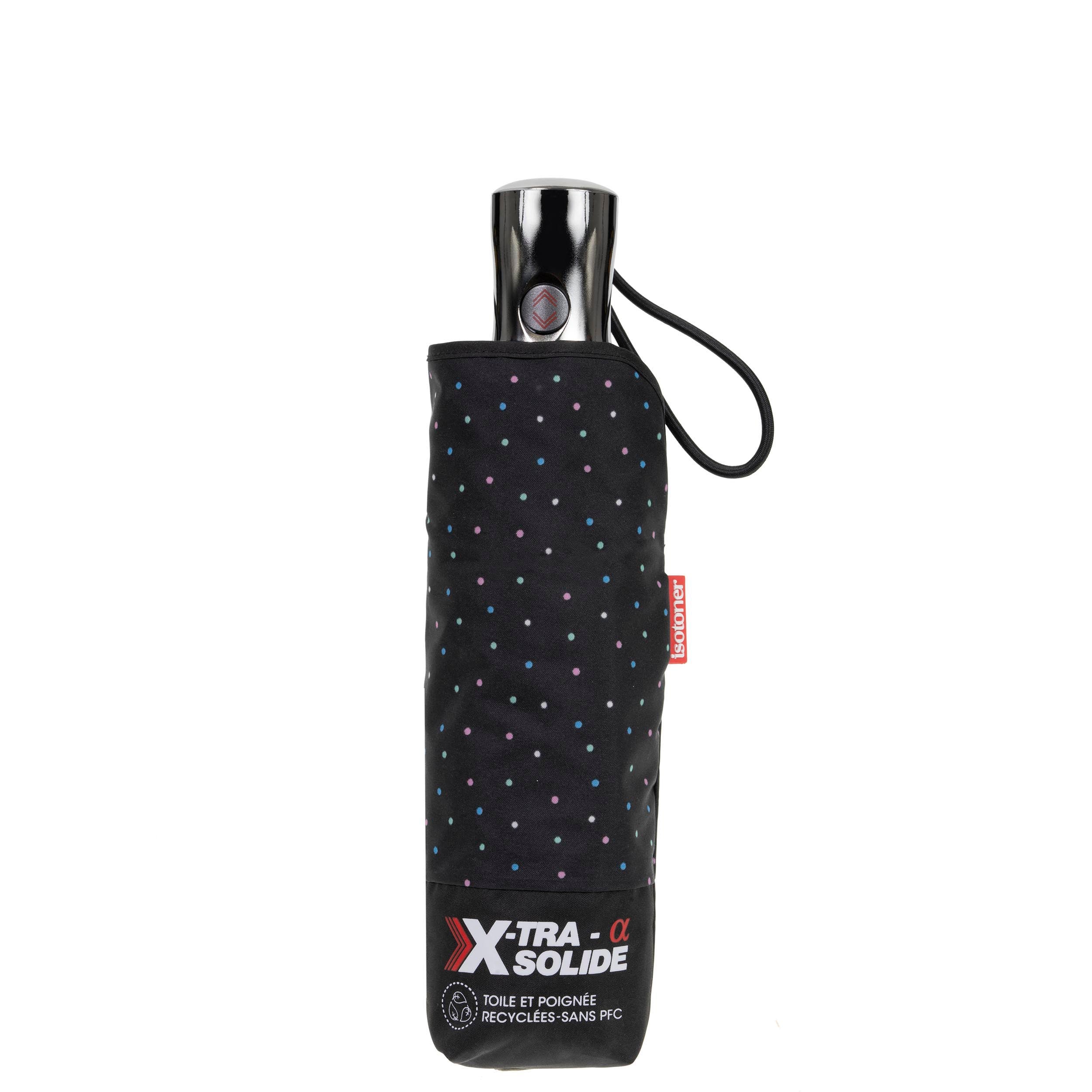 isotoner-parapluie-x-tra-solide-28-cm-mini-pois-noir image 4