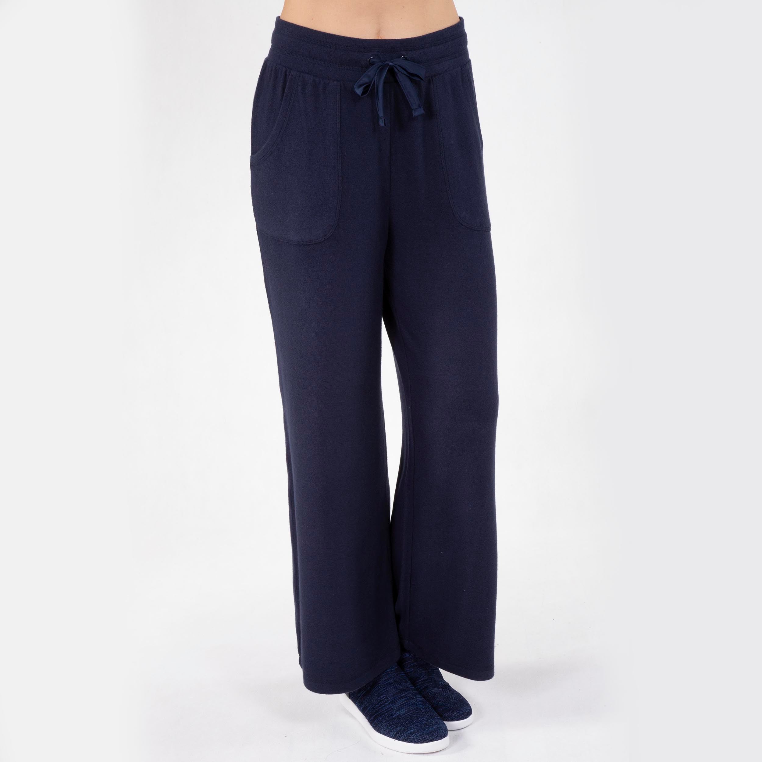 isotoner-pantalon-large-femme-marine-viscose-ecovero image 1