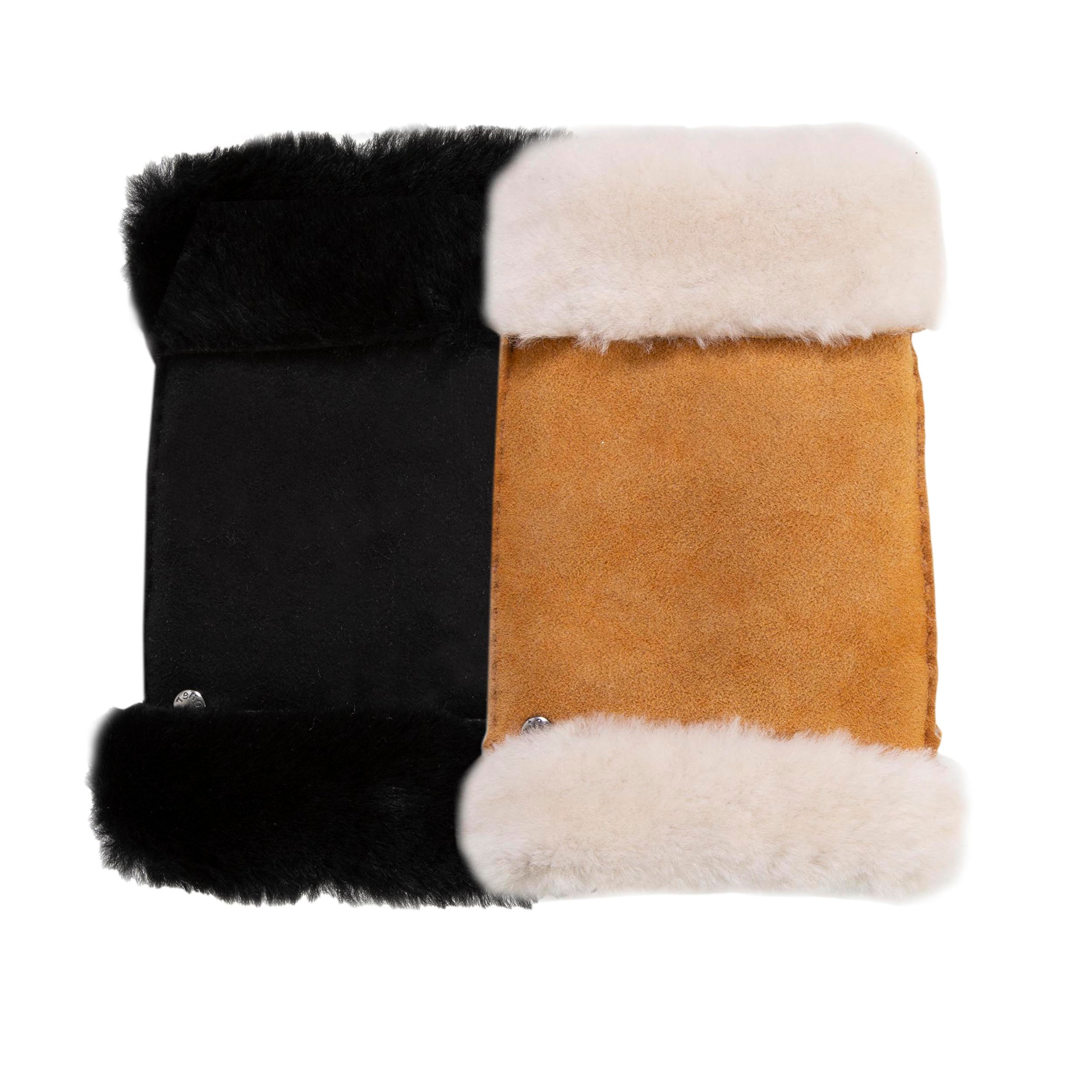 isotoner-mitaines-femme-cuir-chaud-noir-mouton-retourn image 2