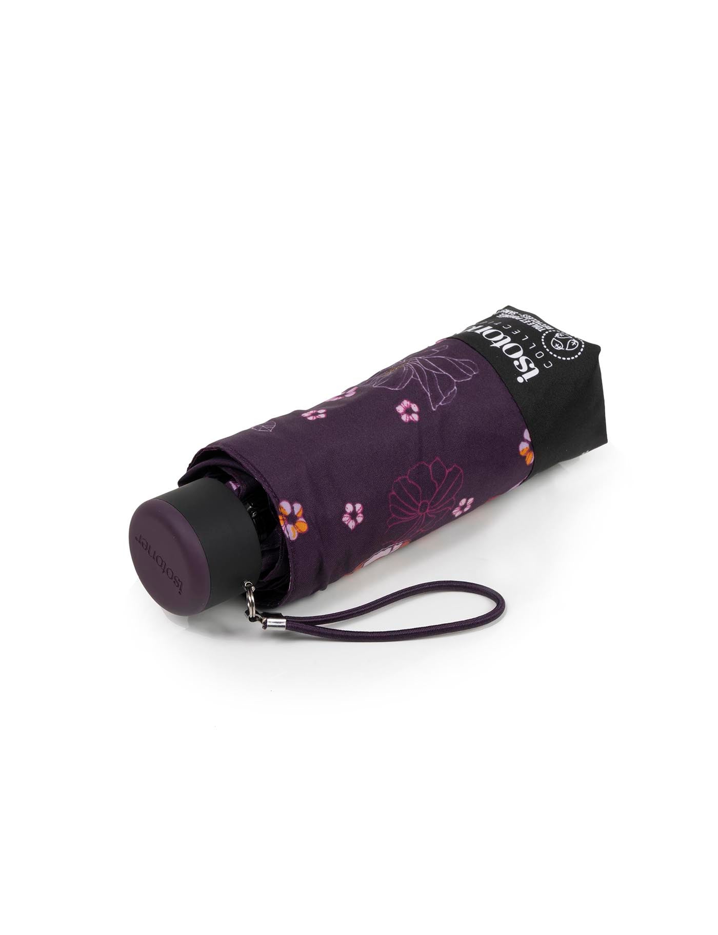 isotoner-parapluie-mini-slim-fleurs-aubergine-format-poche image 6