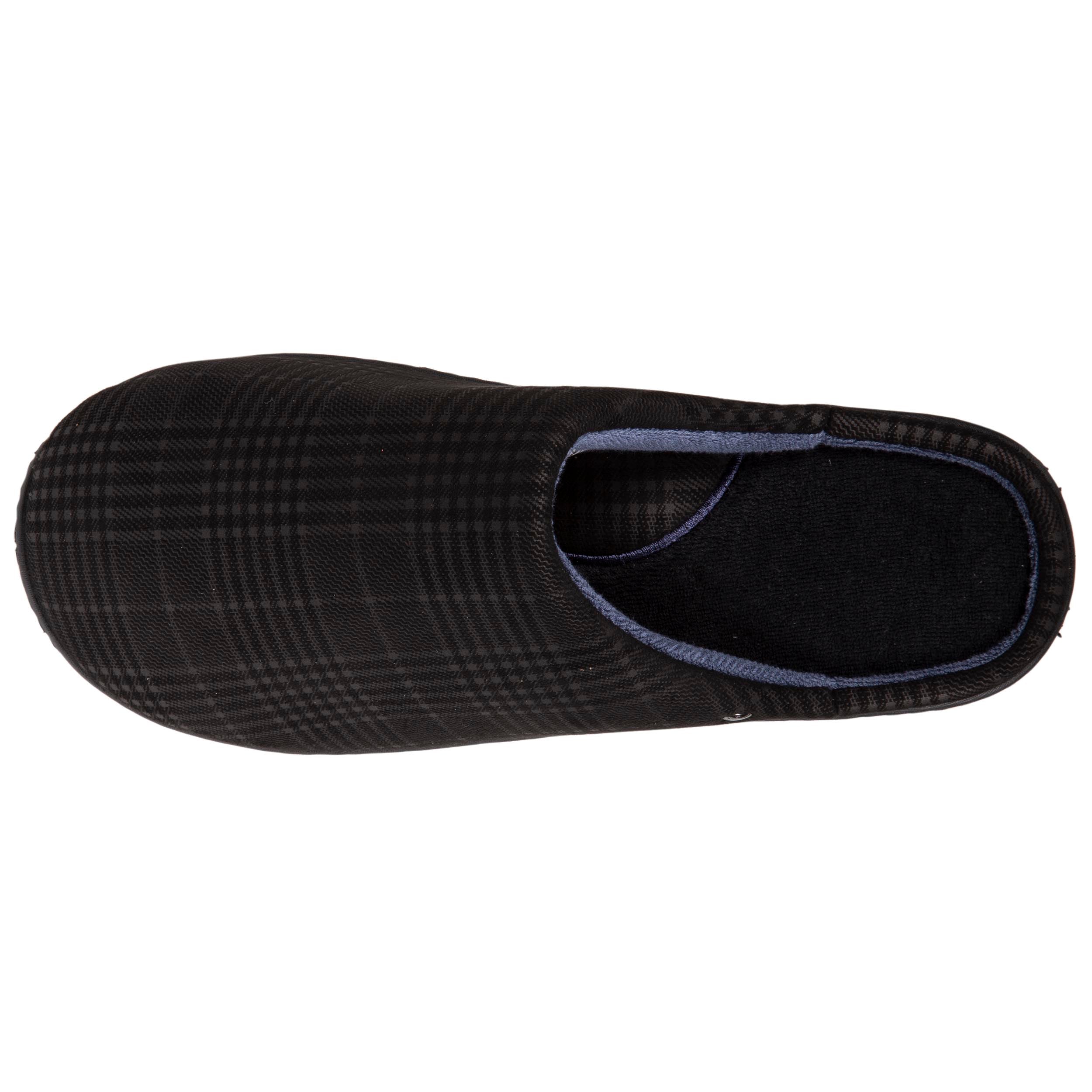 isotoner-chaussons-mules-homme-noir-tartan-ergonomique image 2