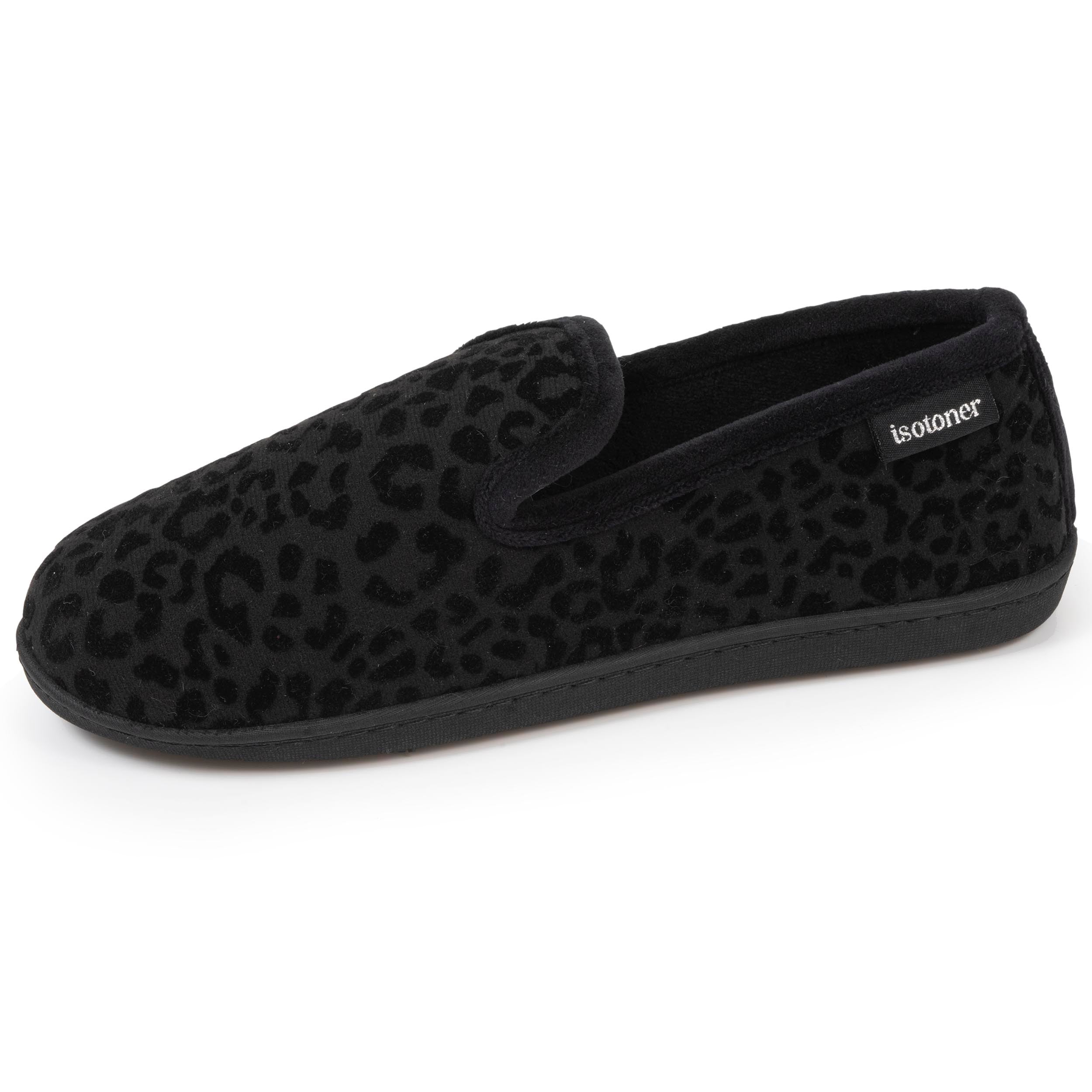 isotoner-chaussons-charentaises-femme-noir-l-opard image 1