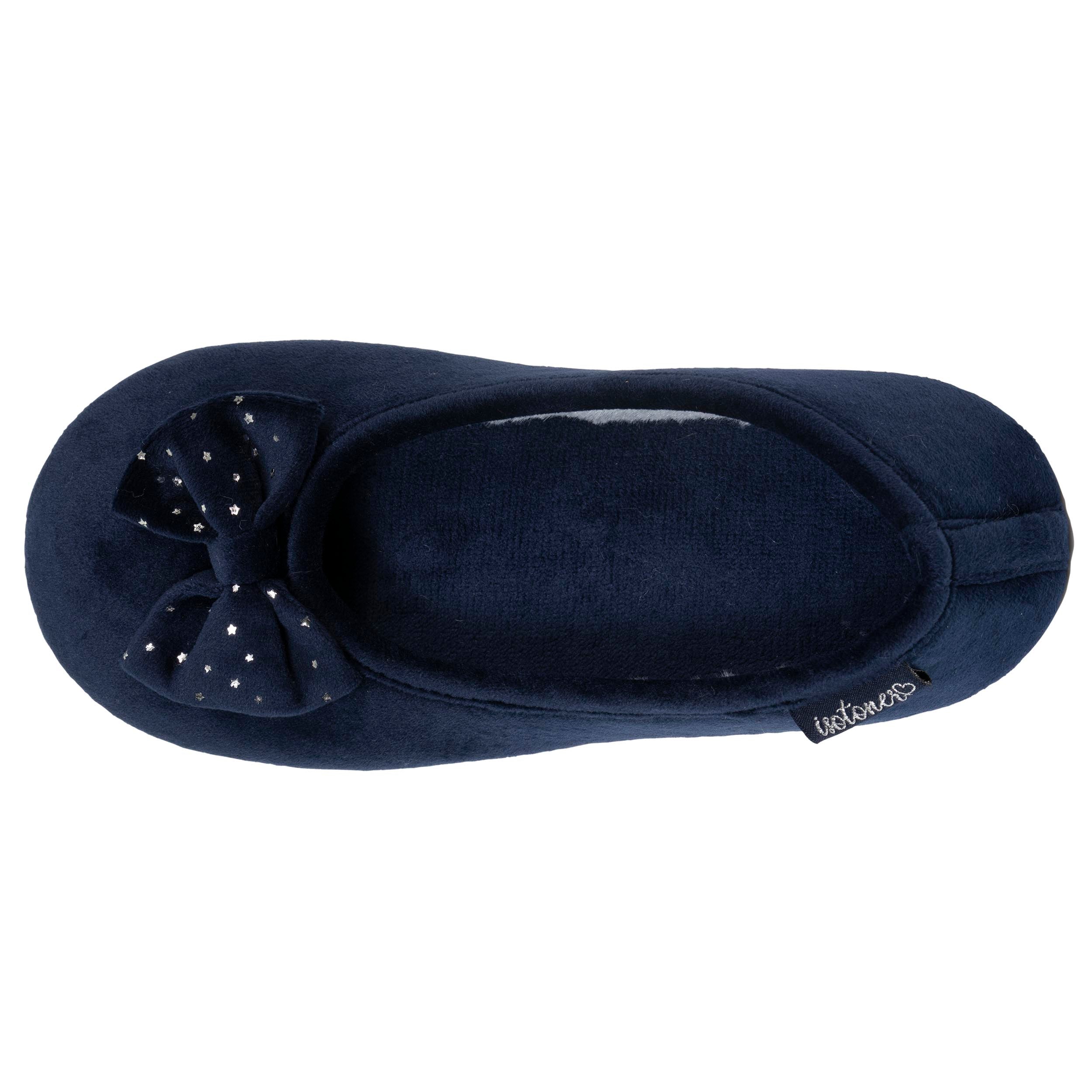 isotoner-chaussons-ballerines-femme-n-ud-toil-marine image 2