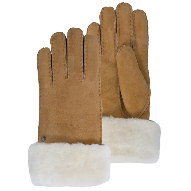 isotoner-gants-femme-cuir-chaud-caramel-doubl-s-laine image 1