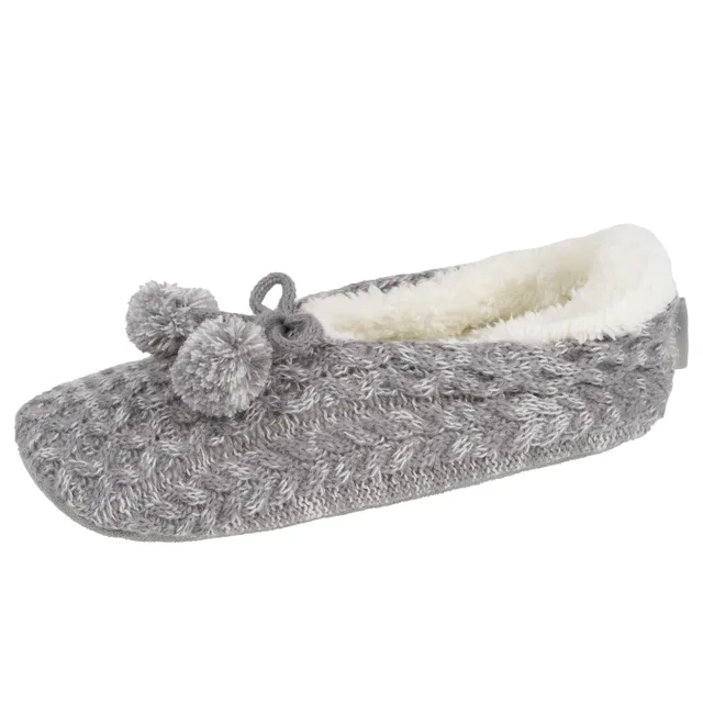 isotoner-chaussettes-chaussons-femme-maille-gris-chin image 1