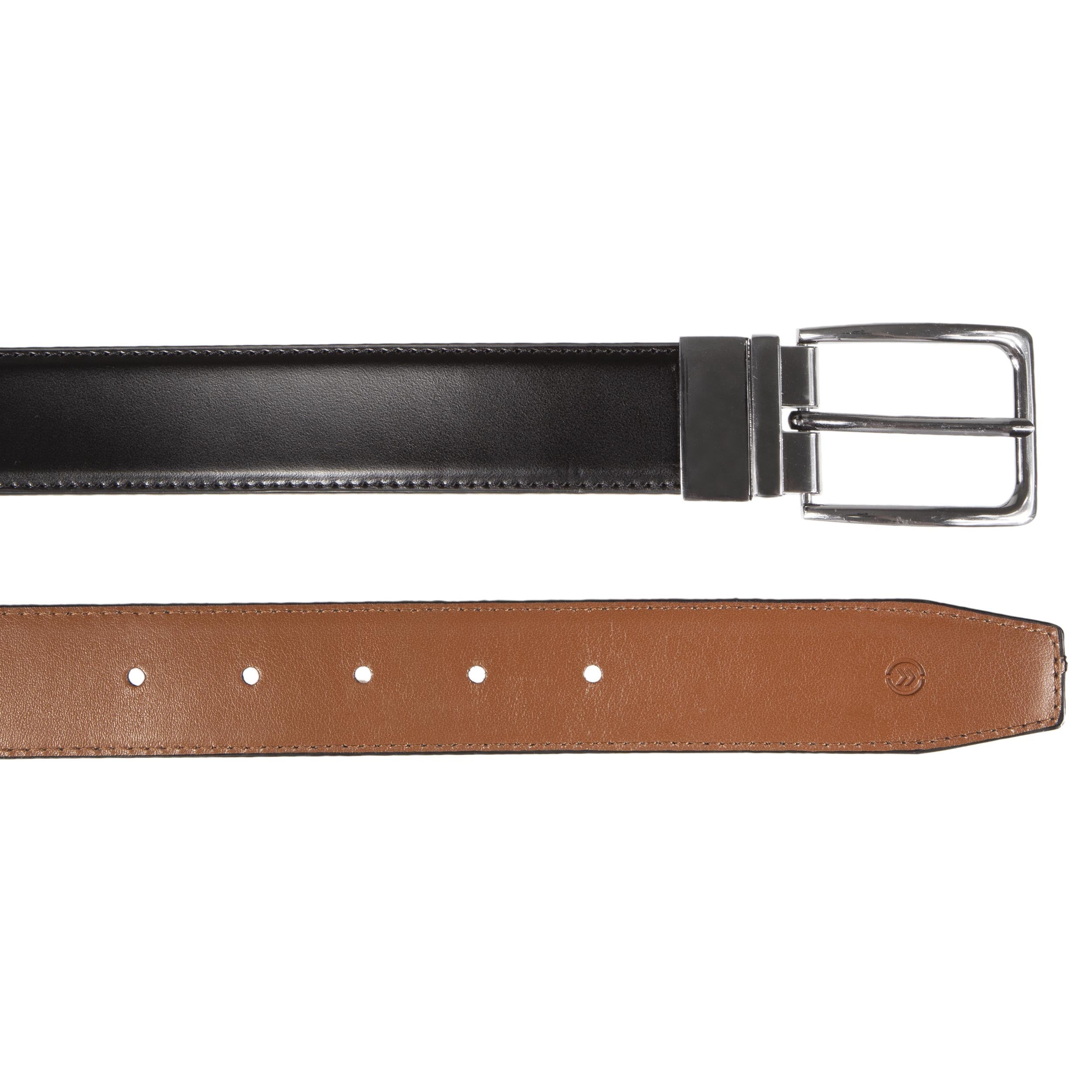 isotoner-ceinture-homme-2-en-1-noir-cognac image 2