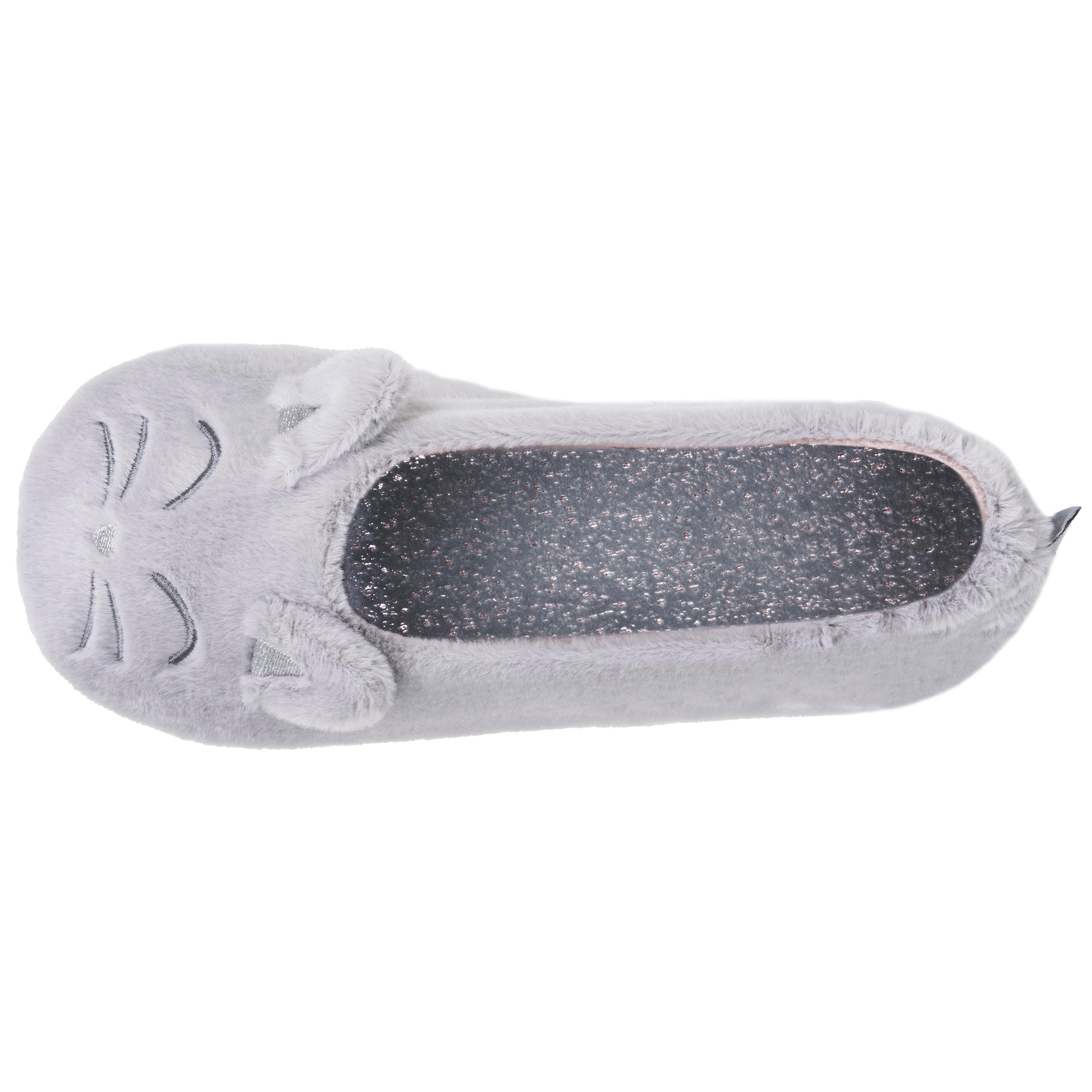 isotoner-ballerines-chaussons-femme-3d-fourrure-gris image 3
