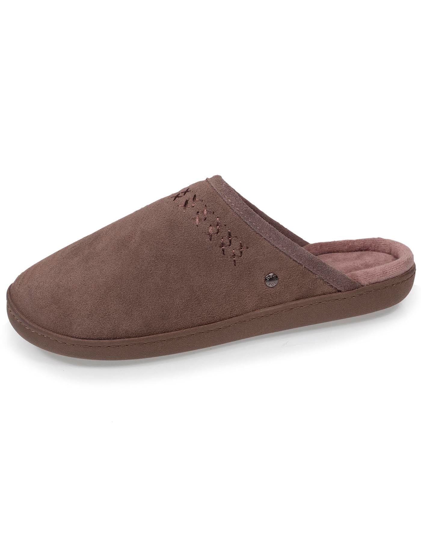 isotoner-chaussons-mules-cuir-femme-taupe-les-premium image 6