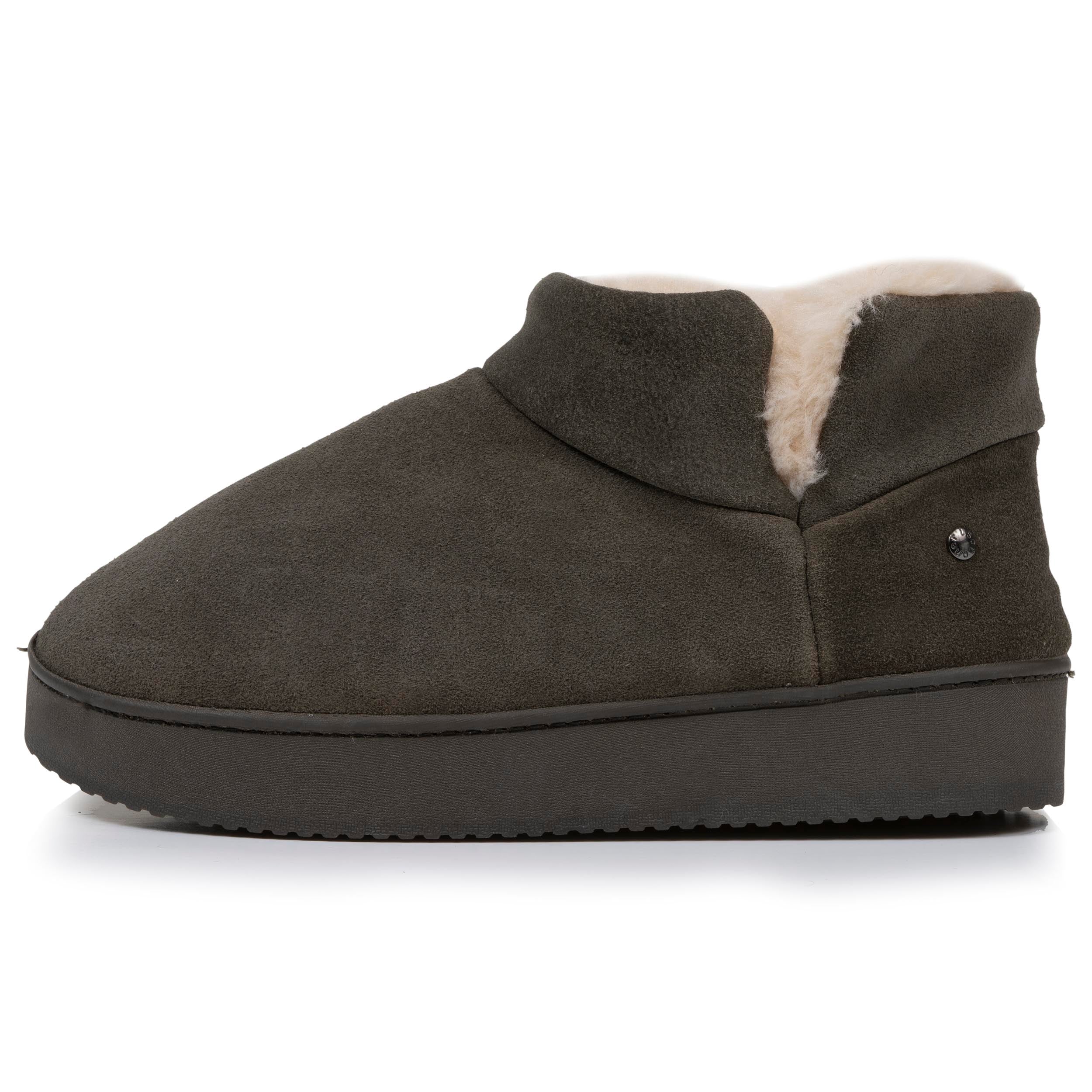 isotoner-chaussons-bottillons-cuir-femme-kaki image 3
