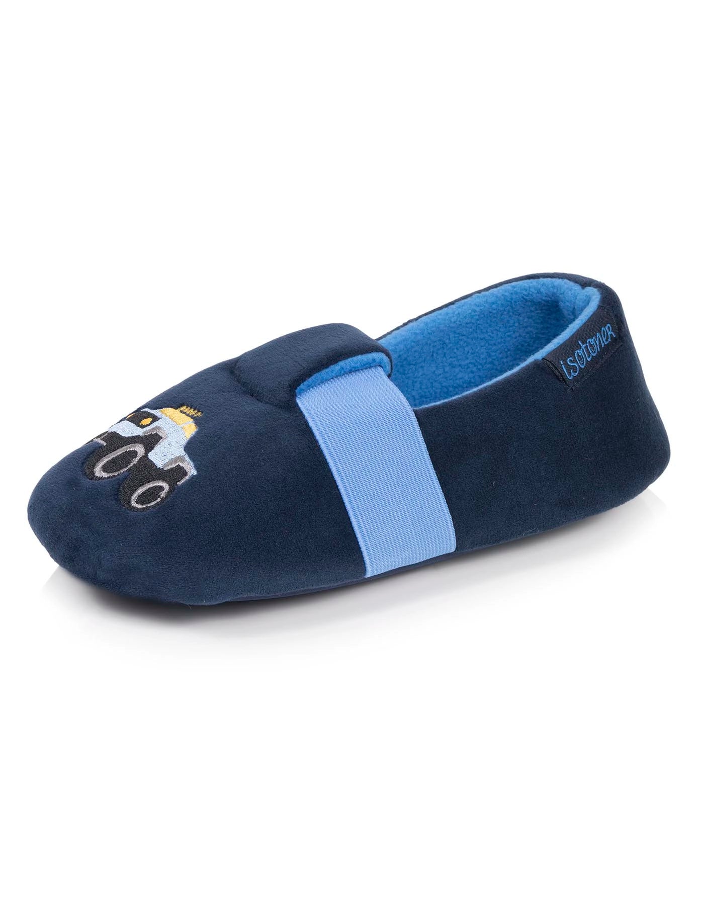 isotoner-chaussons-slippers-enfant-marine-microvelours-motif-voiture image 6