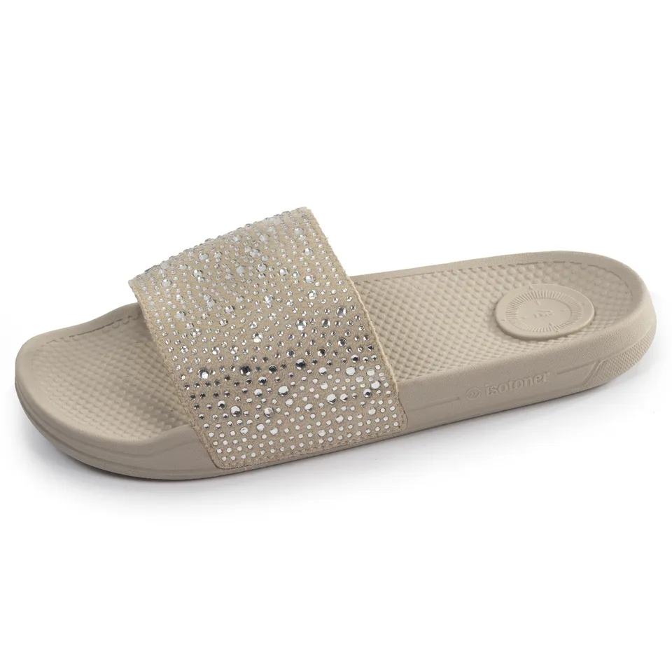 isotoner-mules-claquettes-femme-strass-beige-everywear image 1